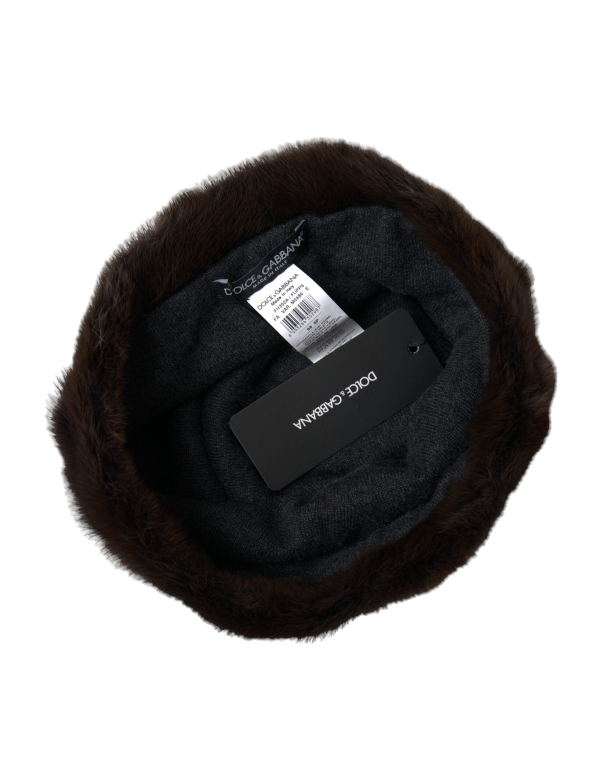 Dolce &amp; Gabbana Braune Wieselpelz-Mütze aus Kaschmir für Damen