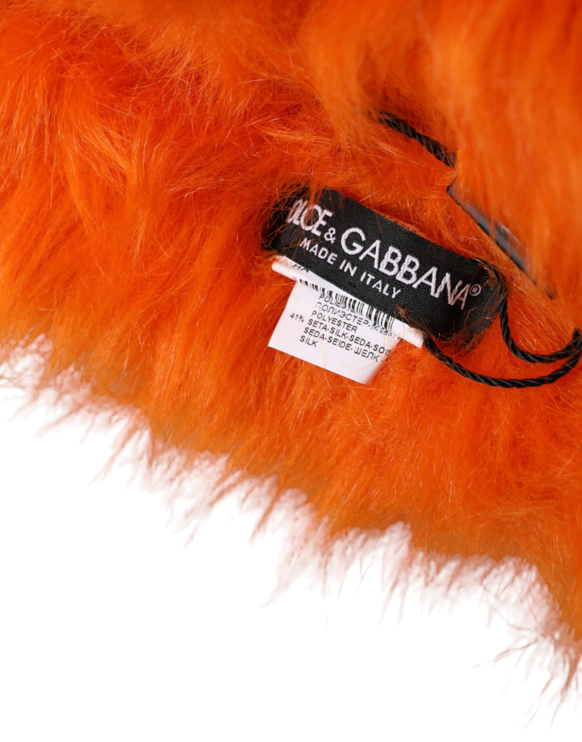 Dolce &amp; Gabbana – Orangefarbener Wickelhut aus Kunstpelz