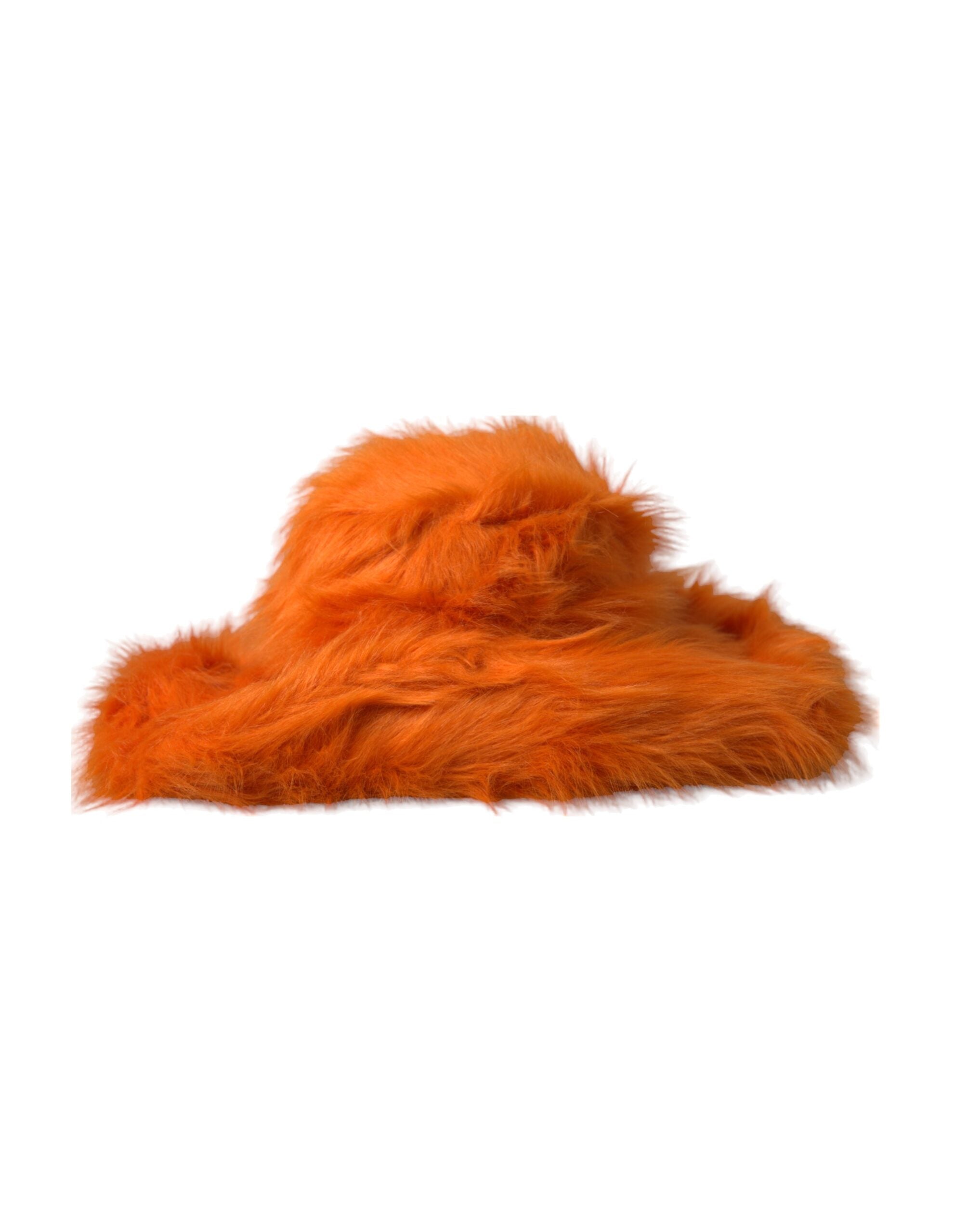 Dolce &amp; Gabbana Orangefarbener Fedora-Hut aus Polyester mit Kunstfell
