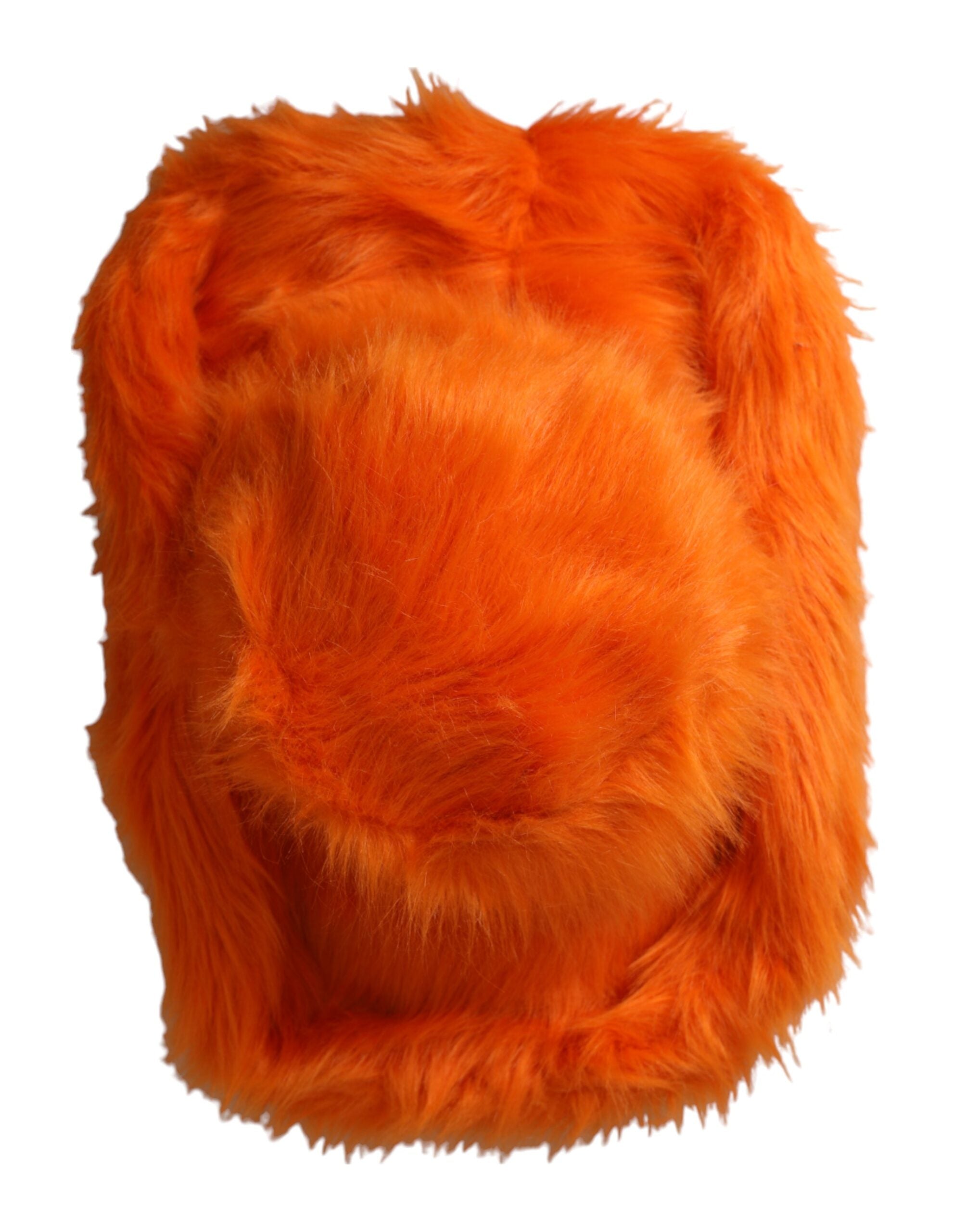 Dolce &amp; Gabbana Orangefarbener Fedora-Hut aus Polyester mit Kunstfell