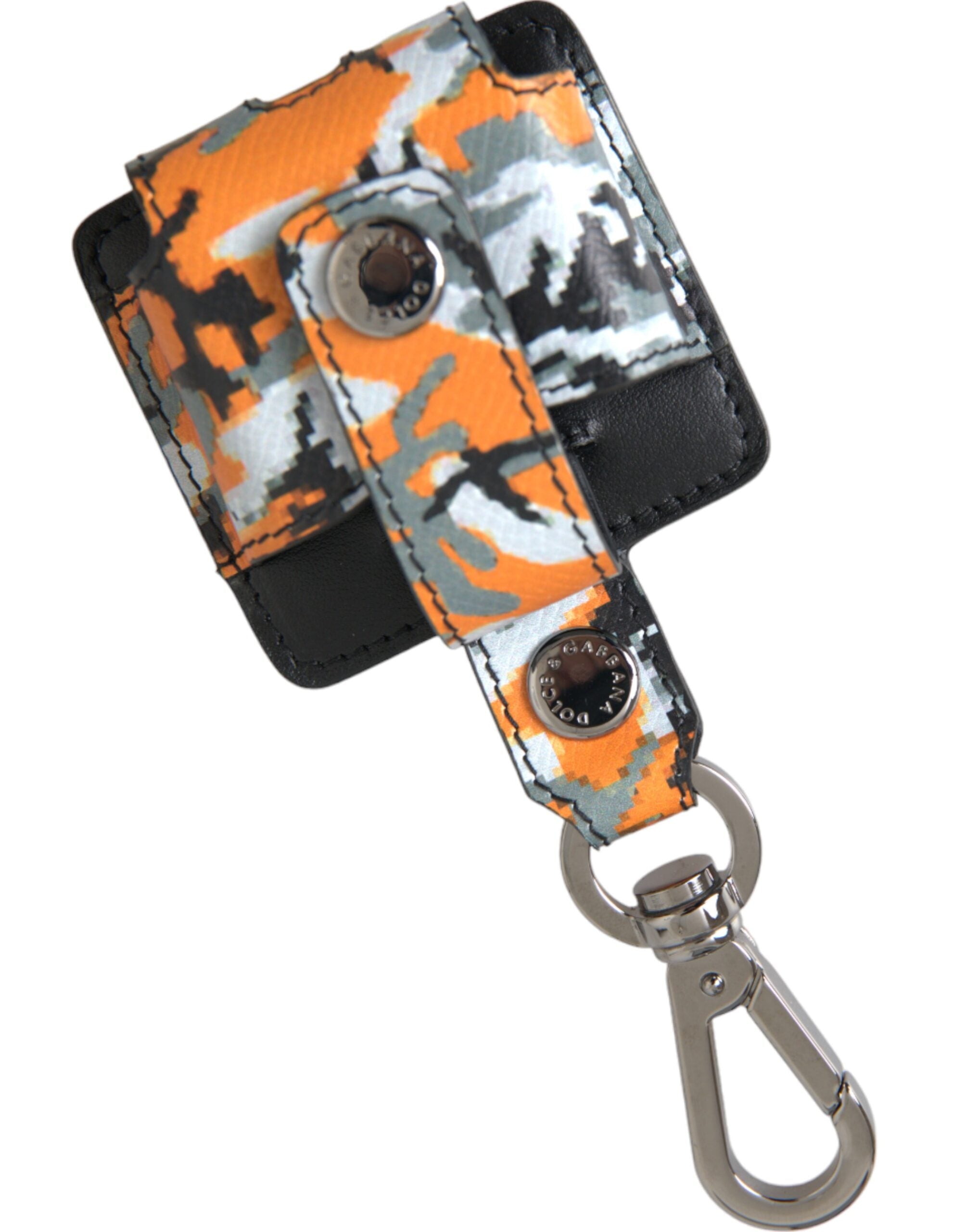 Dolce &amp; Gabbana Airpods-Hülle aus Leder und Metall mit mehrfarbigem Camouflage-Print