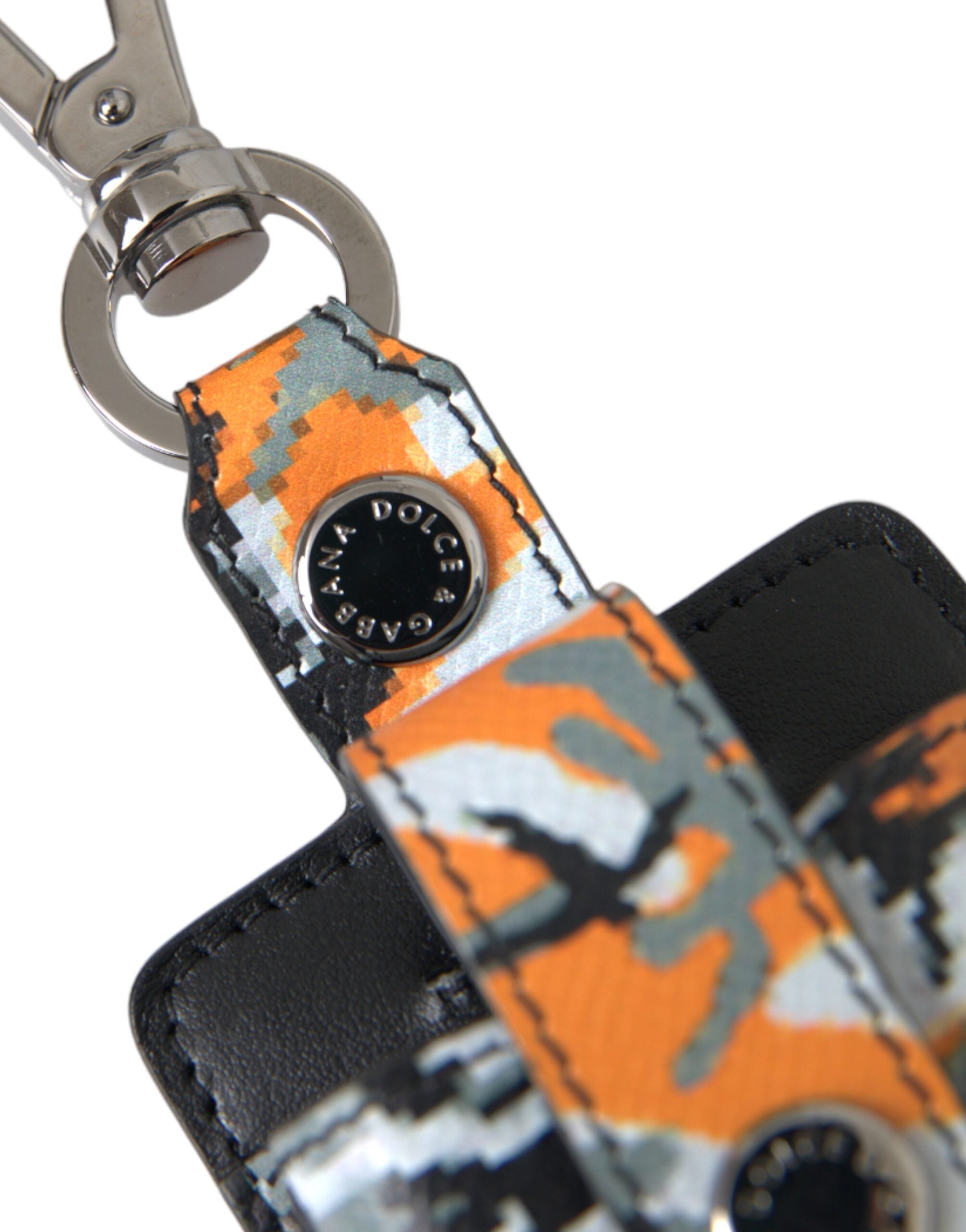 Dolce &amp; Gabbana Airpods-Hülle aus Leder und Metall mit mehrfarbigem Camouflage-Print