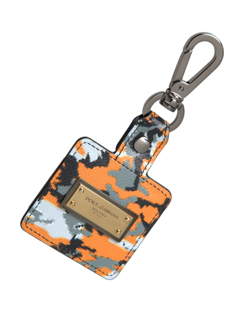Dolce &amp; Gabbana Airpods-Hülle aus Leder mit mehrfarbigem Camouflage-Print und Logo aus Metall