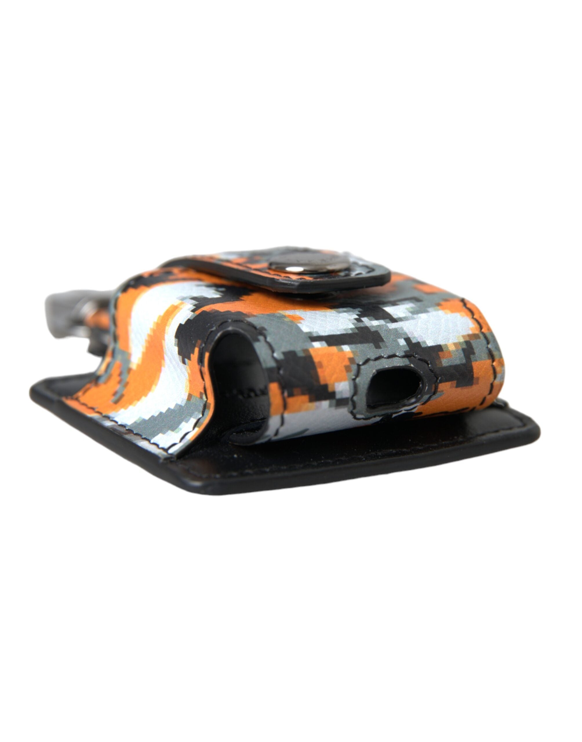 Dolce &amp; Gabbana Airpods-Hülle aus Leder mit mehrfarbigem Camouflage-Print und Logo aus Metall