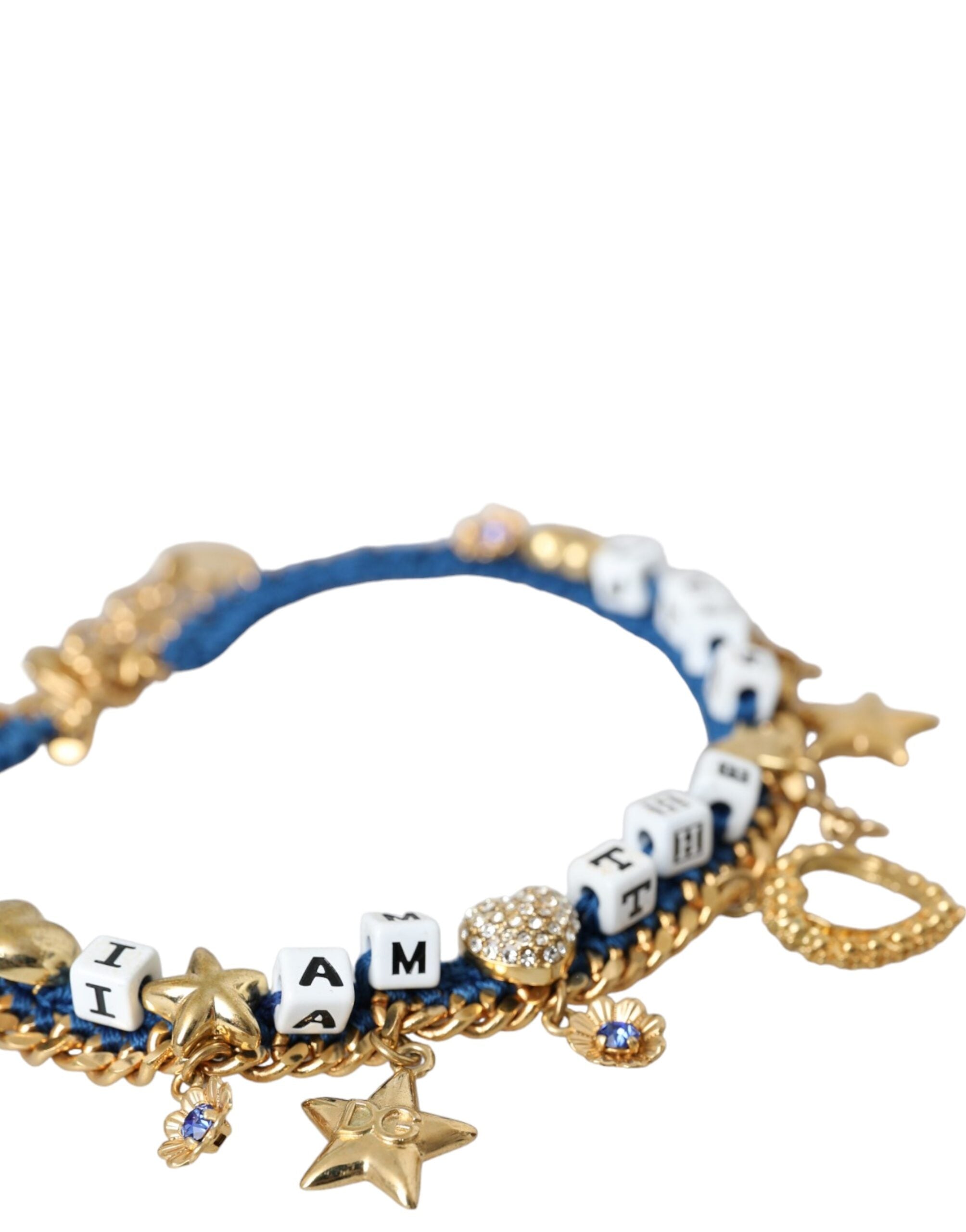 Dolce &amp; Gabbana – Goldfarbenes Messingkettenarmband „Iam The Star“