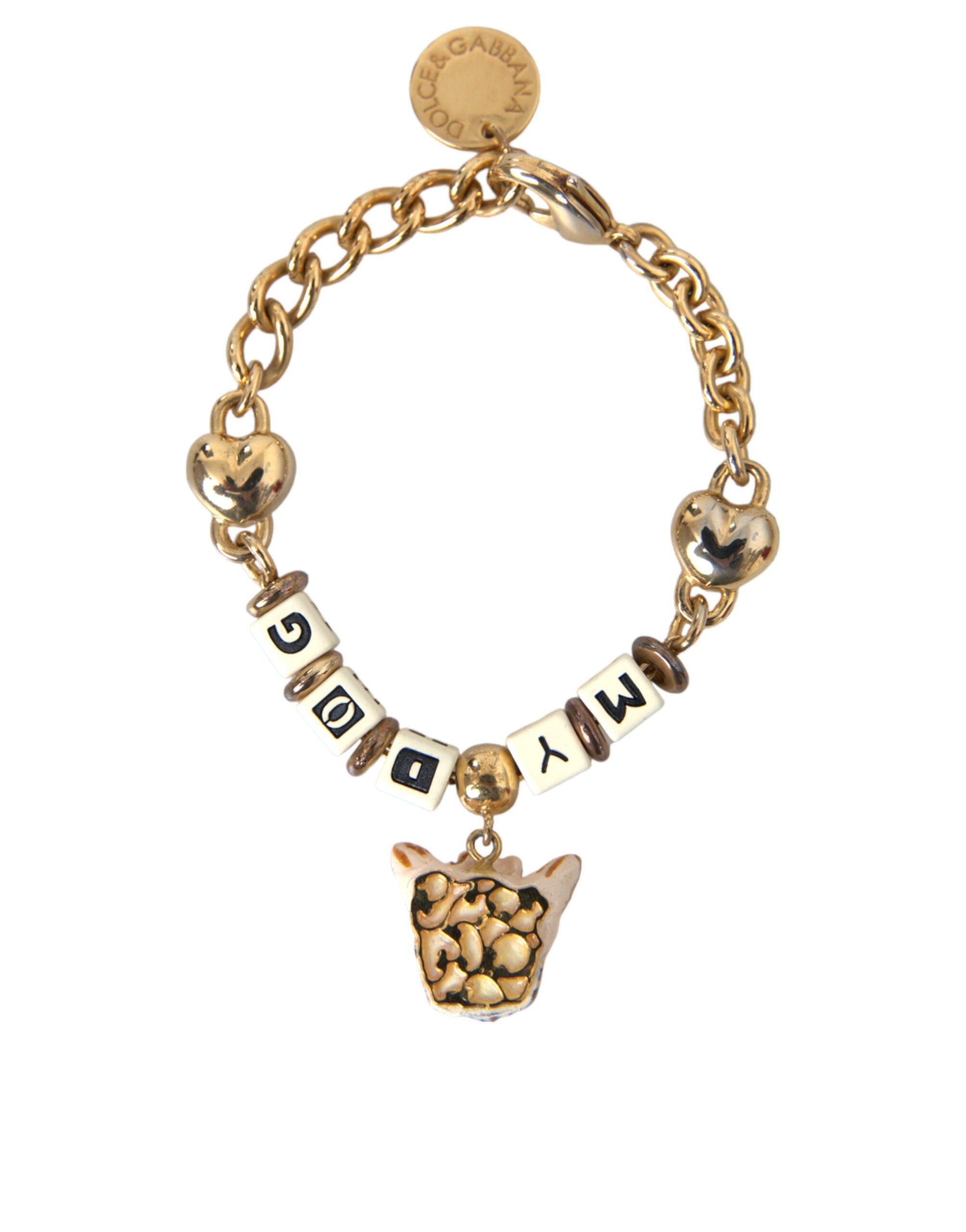 Dolce &amp; Gabbana – Herzarmband „MY DOG“ aus goldfarbener Messingkette