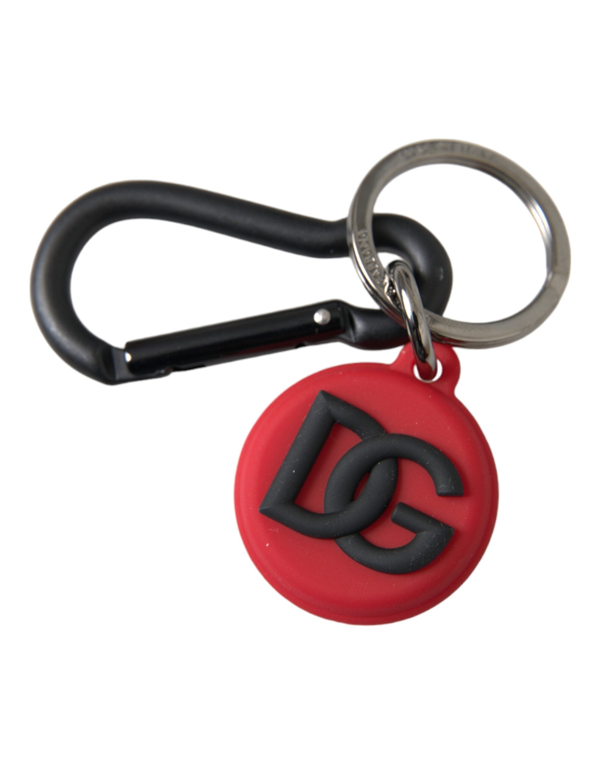 Dolce &amp; Gabbana Schlüsselanhänger mit DG-Logo, rund, aus Metall und Messing, Rot