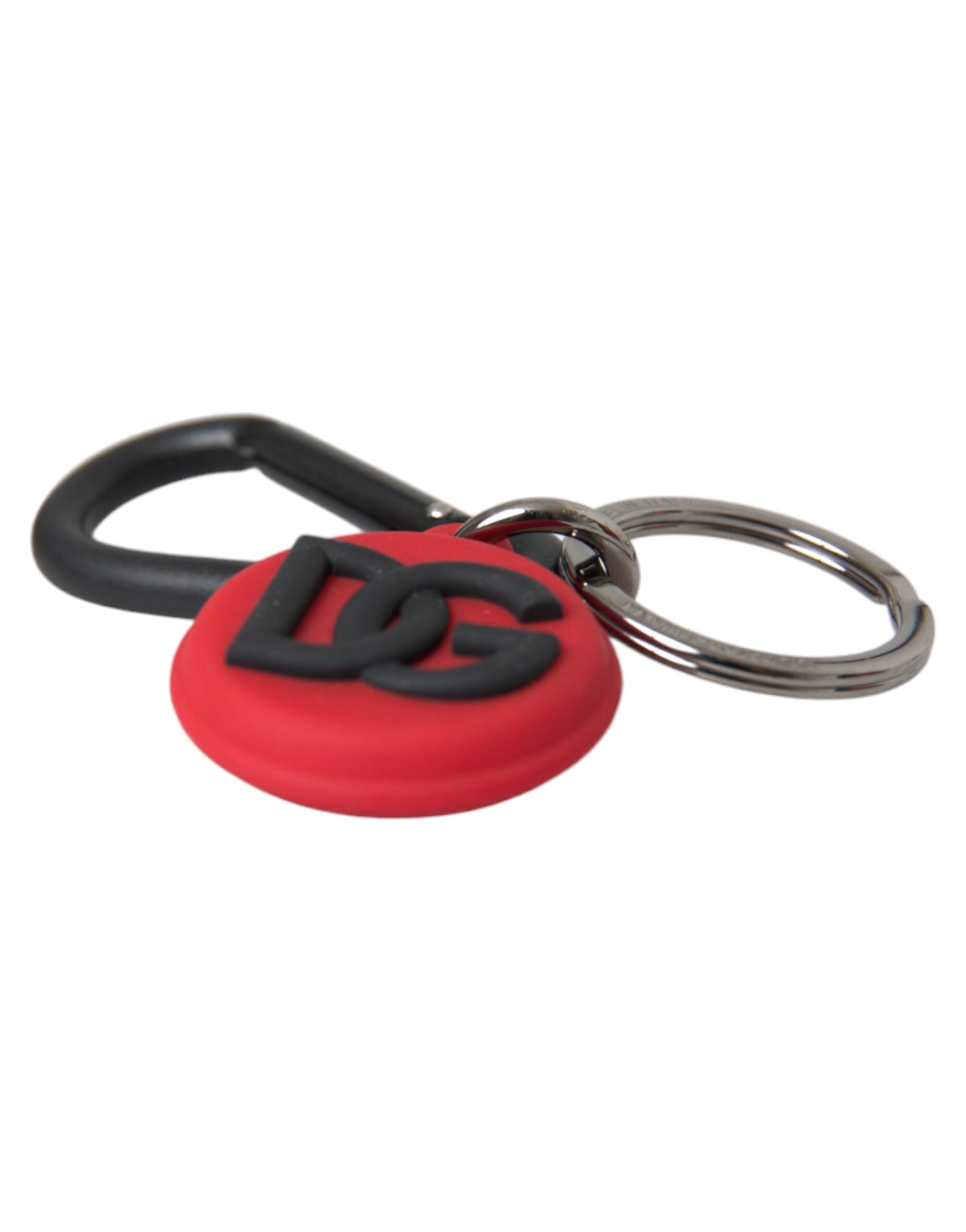 Dolce &amp; Gabbana Schlüsselanhänger mit DG-Logo, rund, aus Metall und Messing, Rot