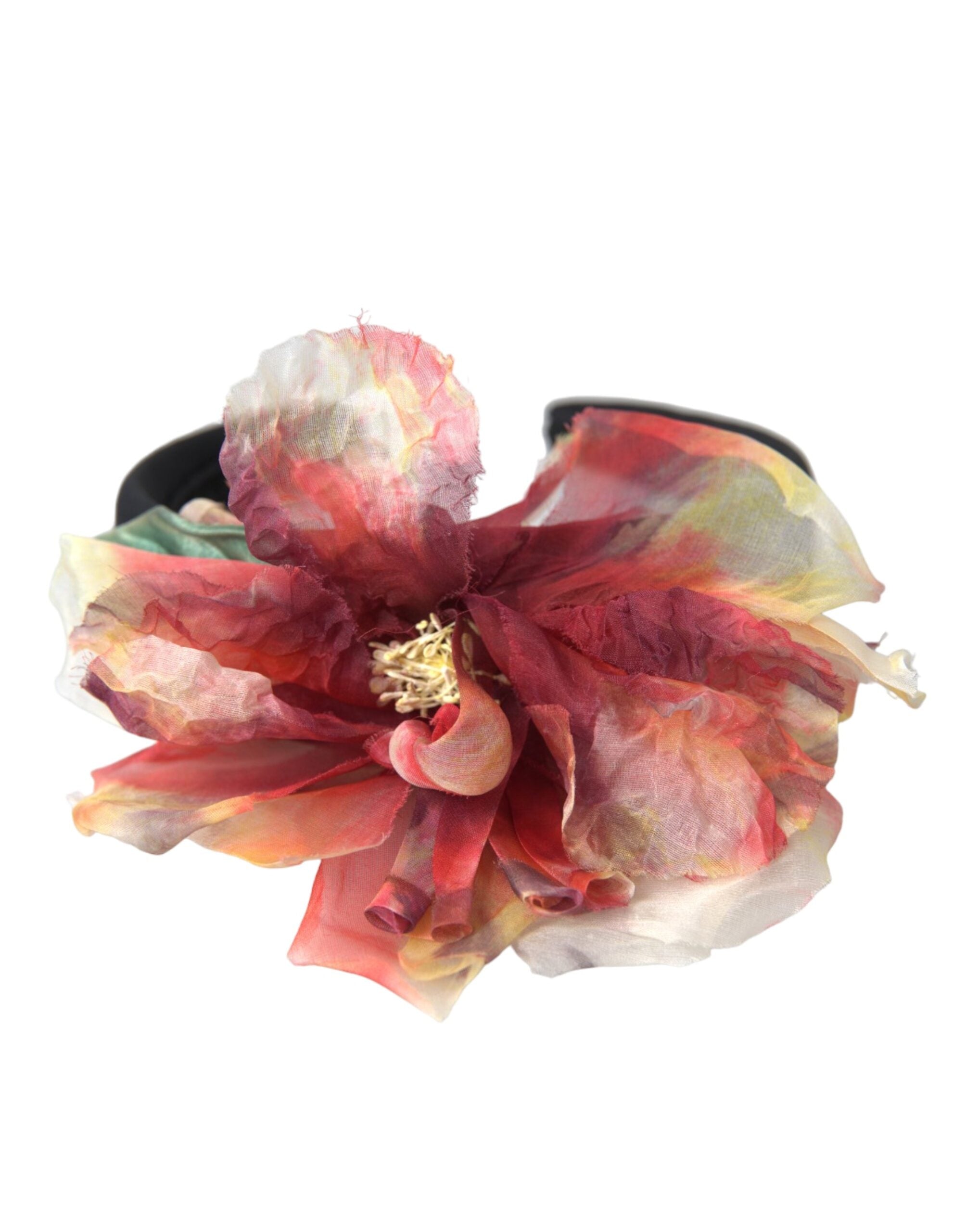 Dolce &amp; Gabbana Rose Pink Seide Floral Schwarz Tiara Frauen Haarband Diadem
