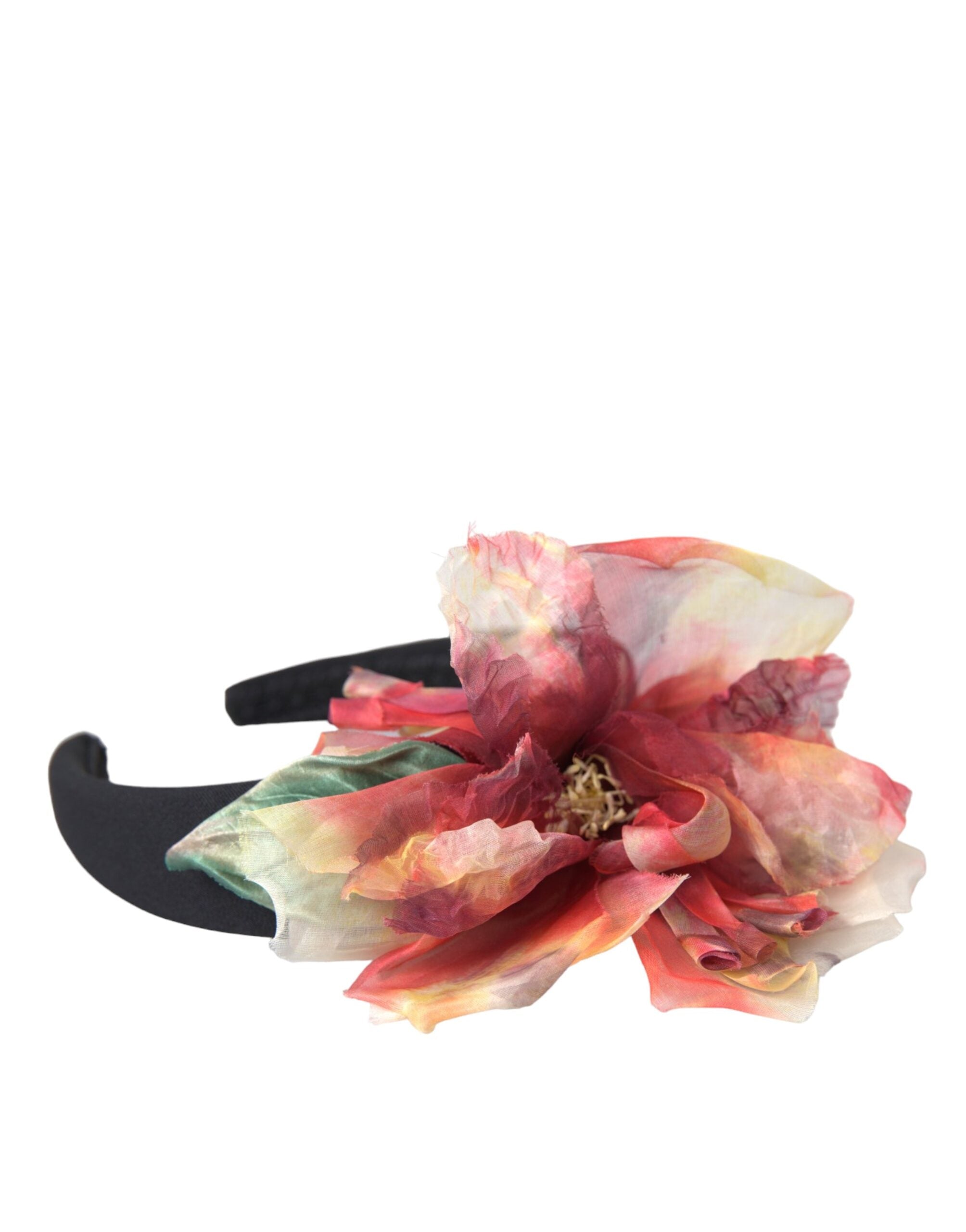 Dolce &amp; Gabbana Rose Pink Seide Floral Schwarz Tiara Frauen Haarband Diadem