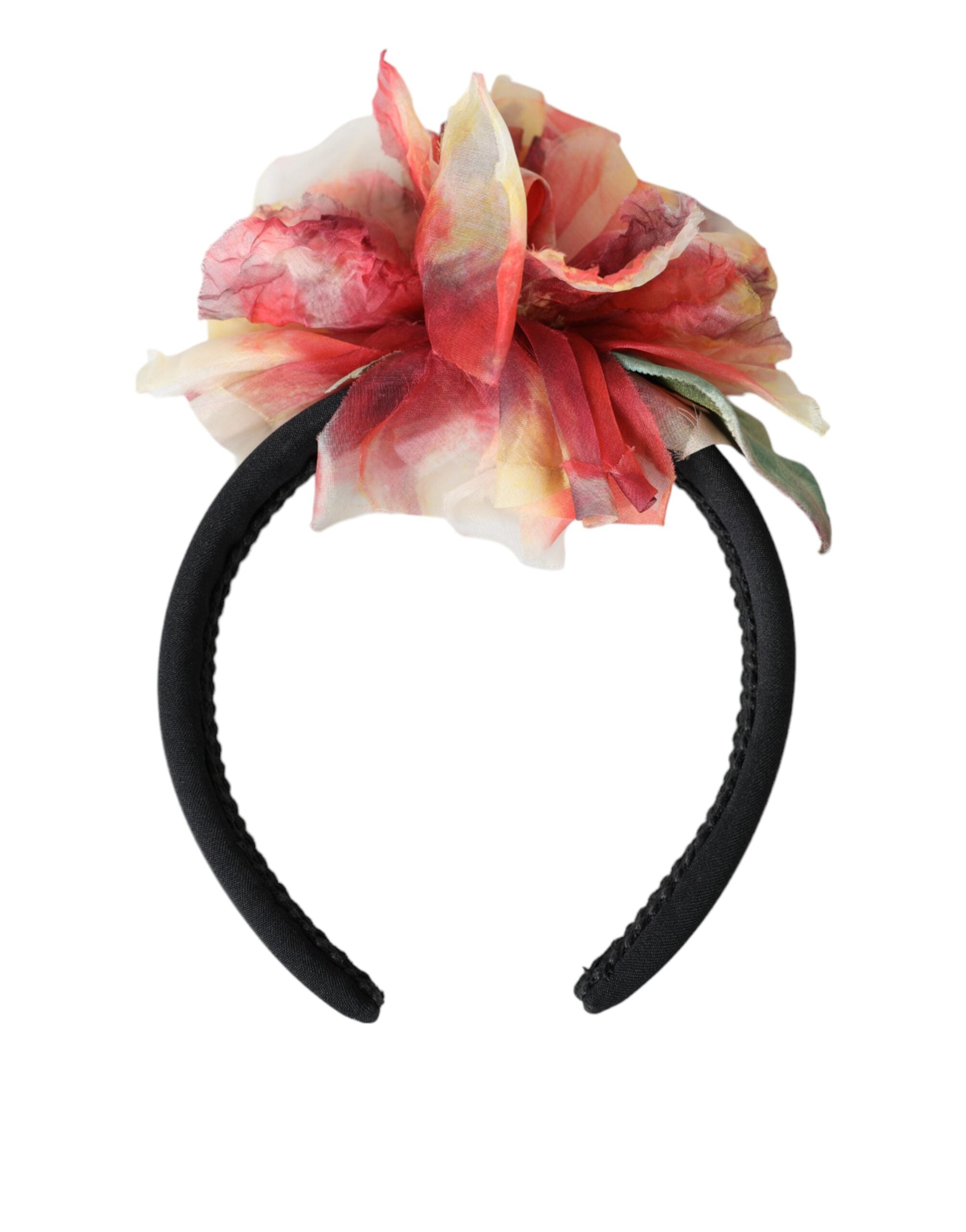 Dolce &amp; Gabbana Rose Pink Seide Floral Schwarz Tiara Frauen Haarband Diadem