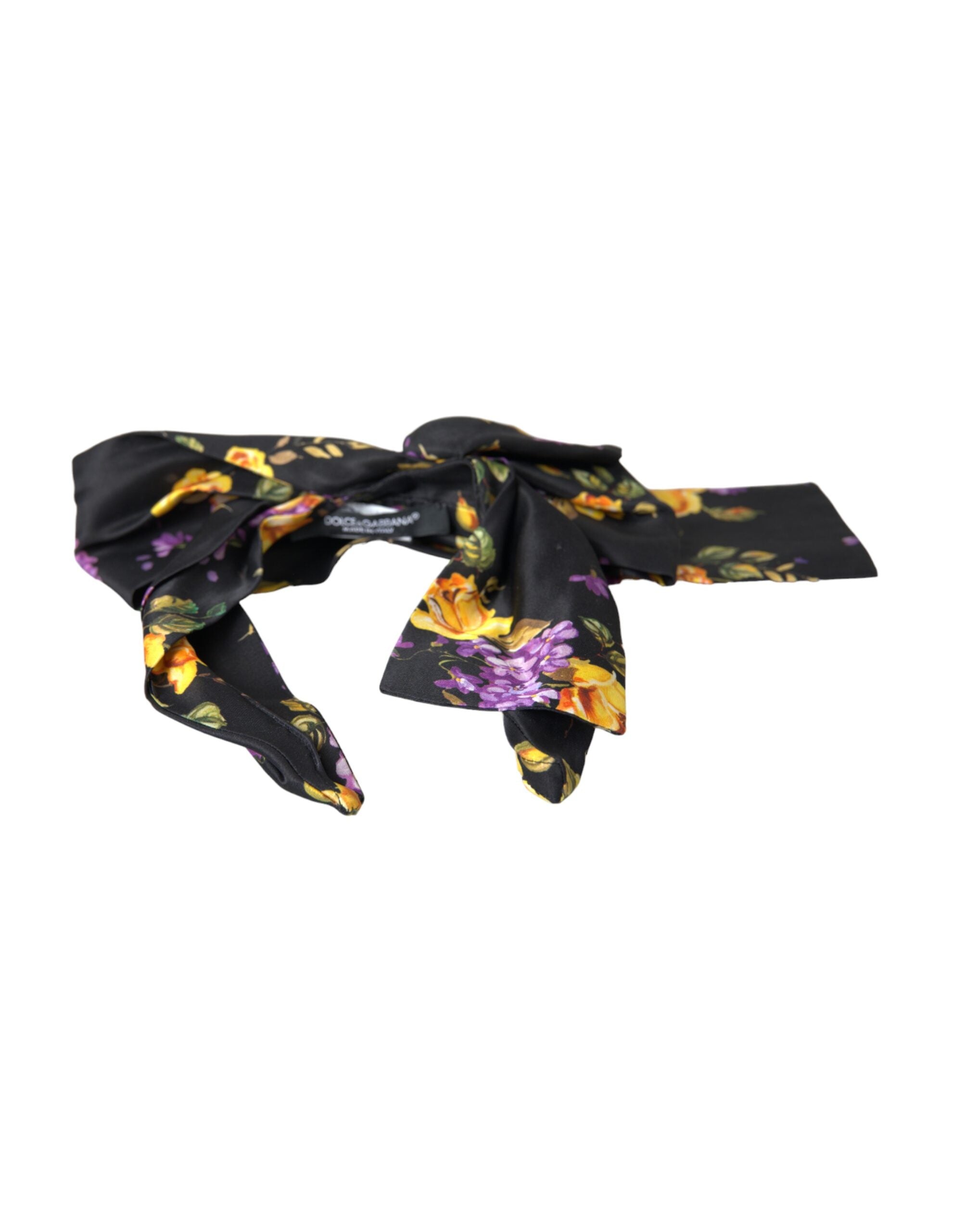 Dolce &amp; Gabbana Schwarzes Seiden-Stirnband mit Blumenapplikation für Damen
