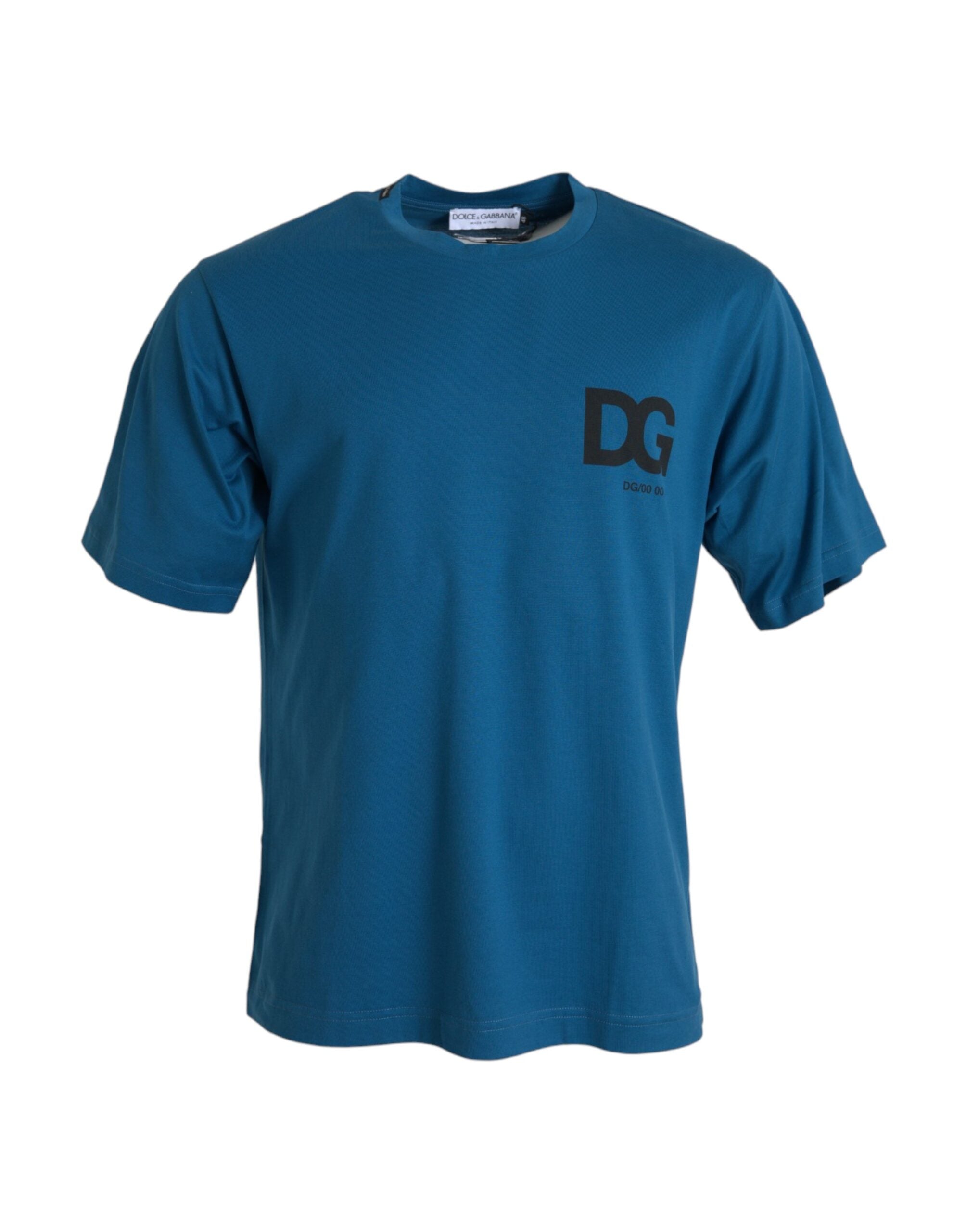 Dolce &amp; Gabbana – Blaues T-Shirt mit Rundhalsausschnitt und kurzen Ärmeln