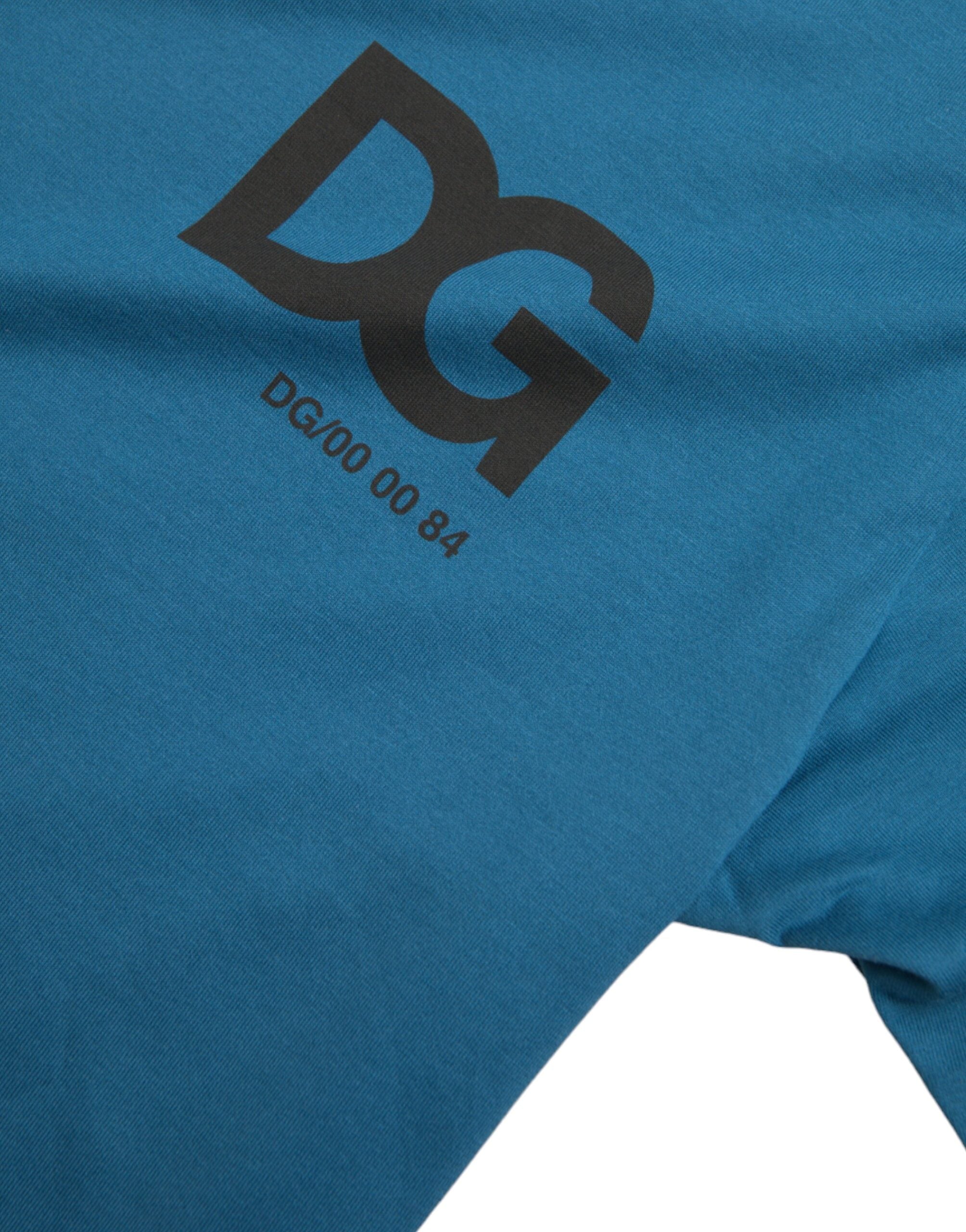 Dolce &amp; Gabbana – Blaues T-Shirt mit Rundhalsausschnitt und kurzen Ärmeln