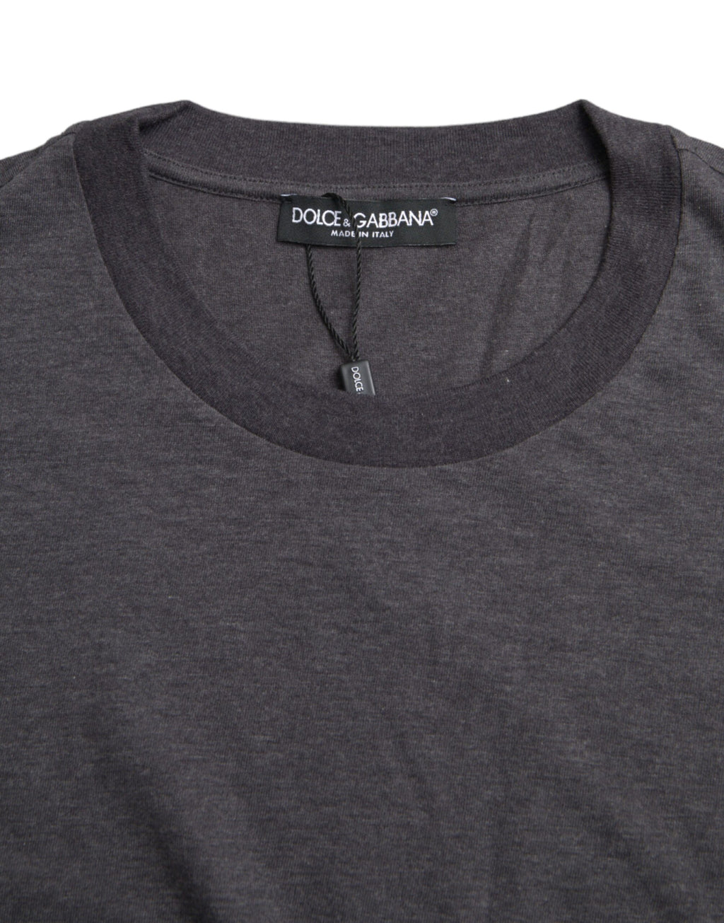 Dolce &amp; Gabbana Graues Kurzarm-T-Shirt aus Baumwolle mit Rundhalsausschnitt