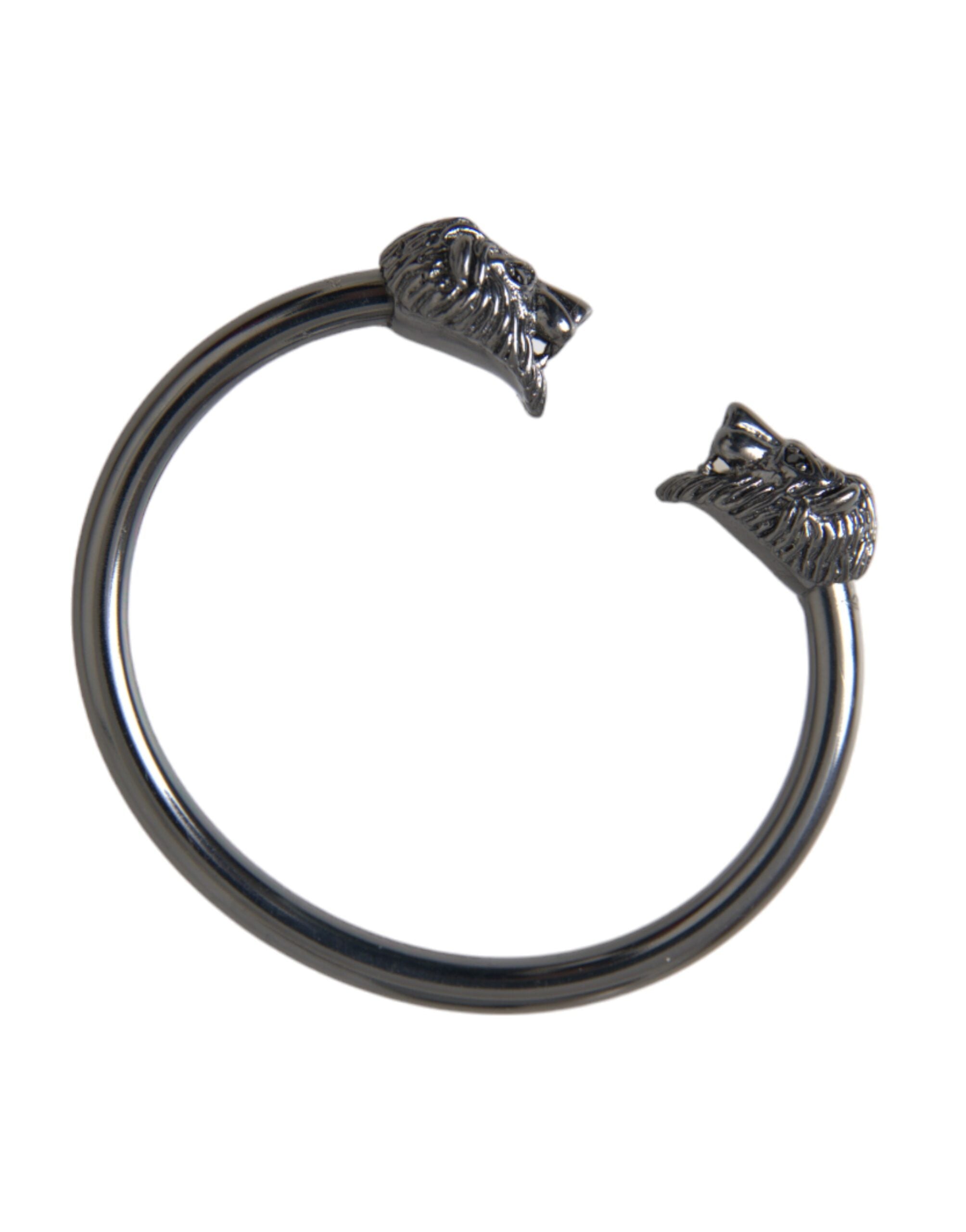 Nialaya Armreif mit Löwenmotiv, schwarz rhodiniert, für Damen