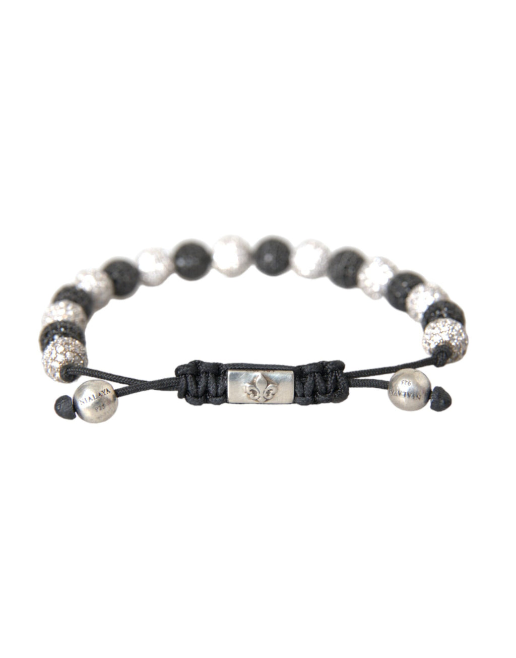 Nialaya Armband mit CZ-Kristallkugeln, schwarz-weiß