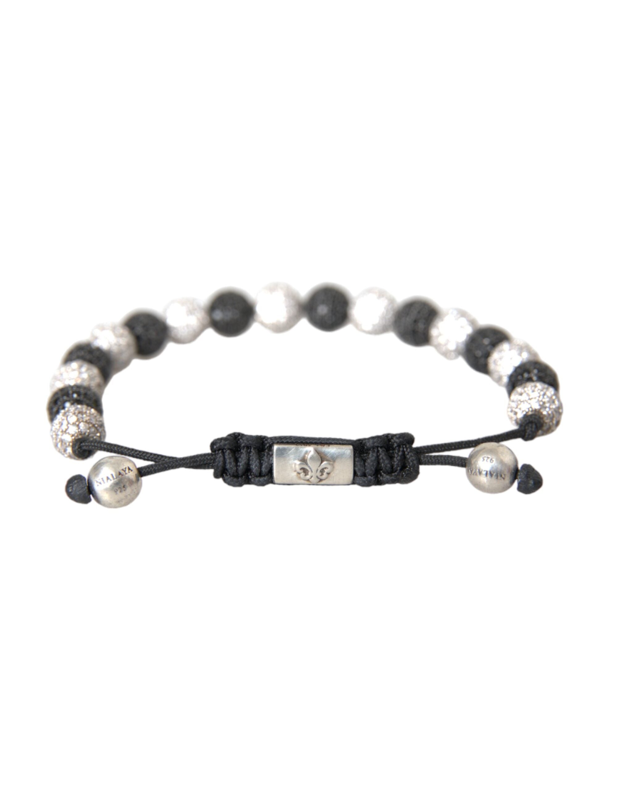 Nialaya Armband mit CZ-Kristallkugeln, schwarz-weiß