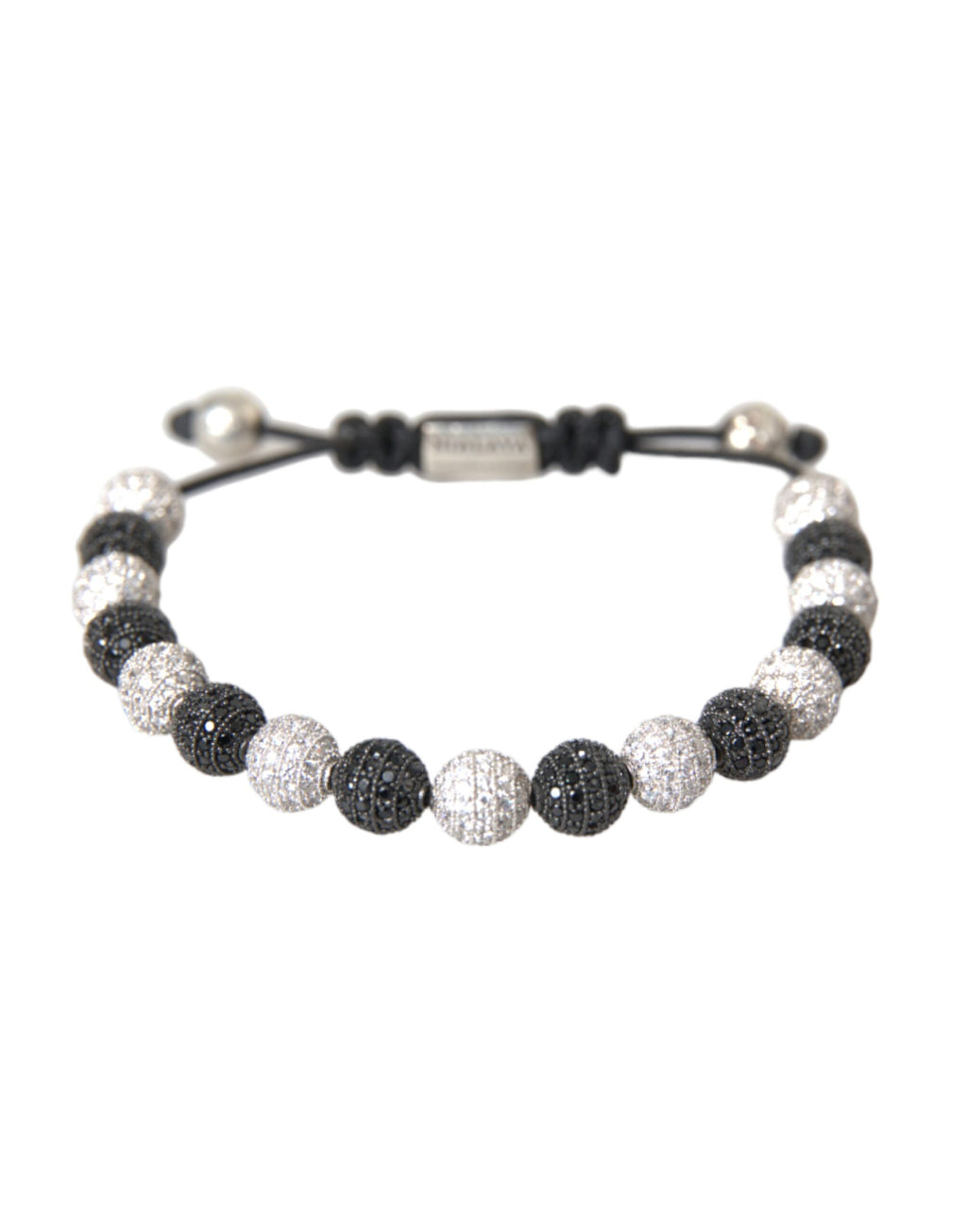 Nialaya Armband mit CZ-Kristallkugeln, schwarz-weiß