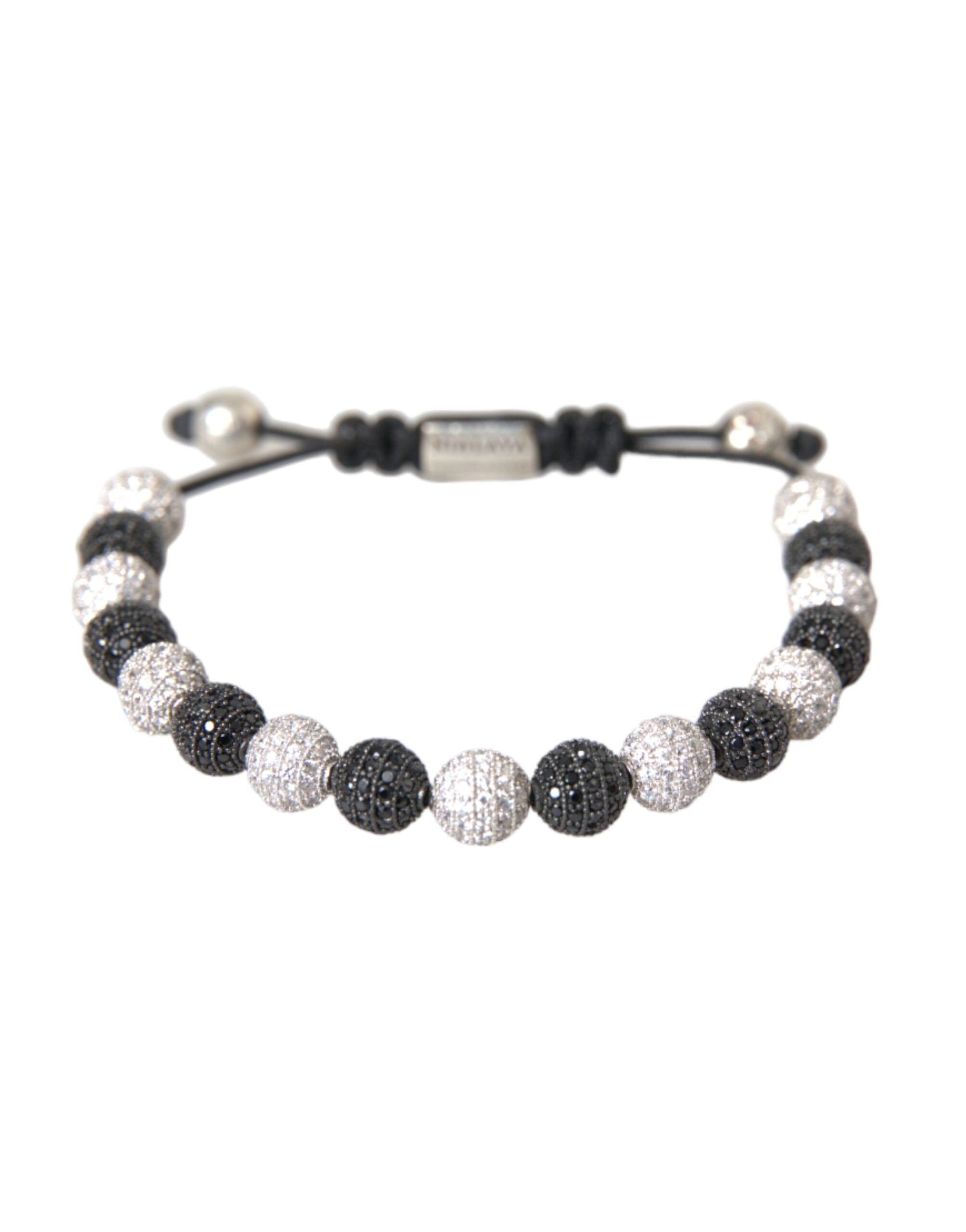 Nialaya Armband mit CZ-Kristallkugeln, schwarz-weiß