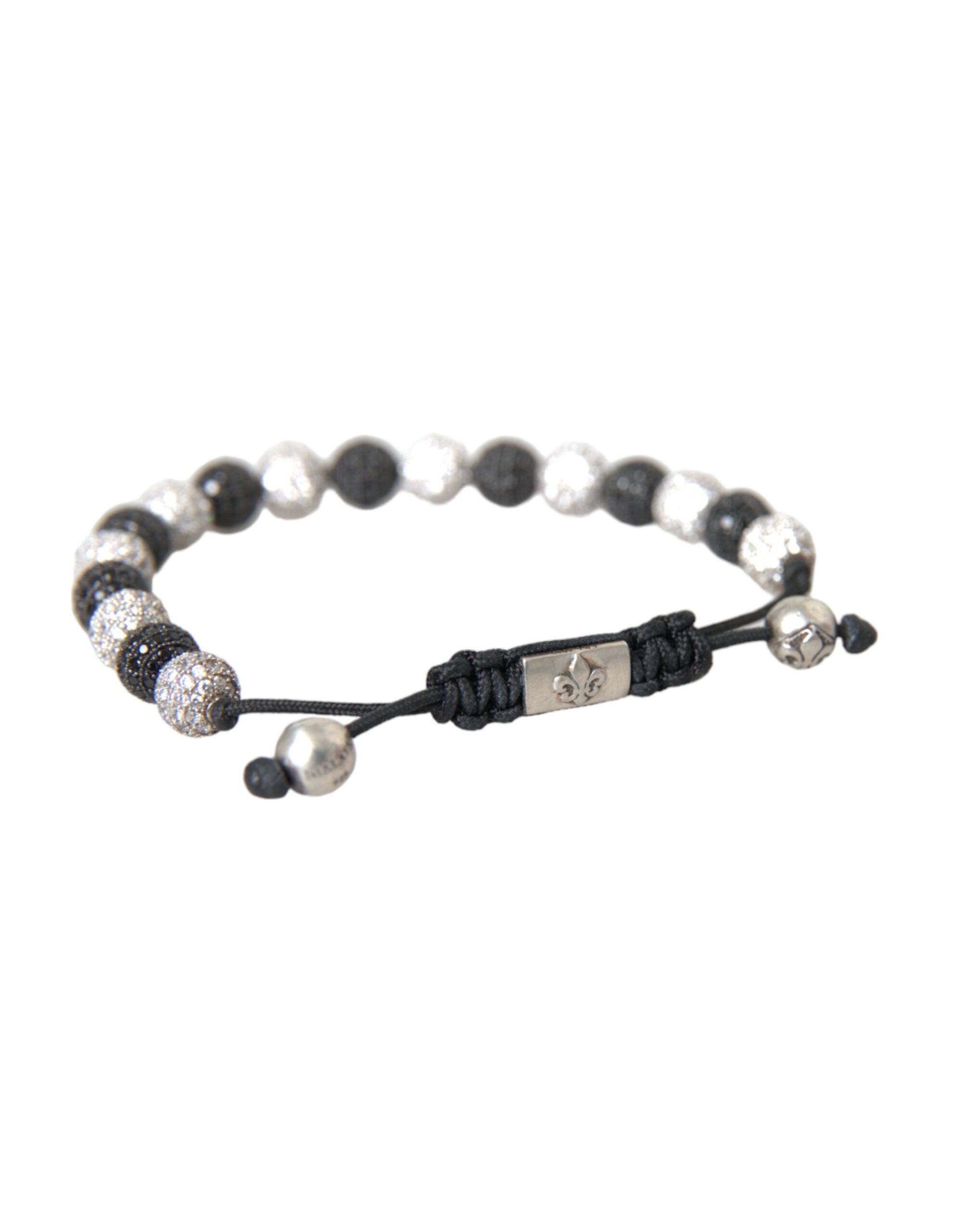 Nialaya Armband mit CZ-Kristallkugeln, schwarz-weiß