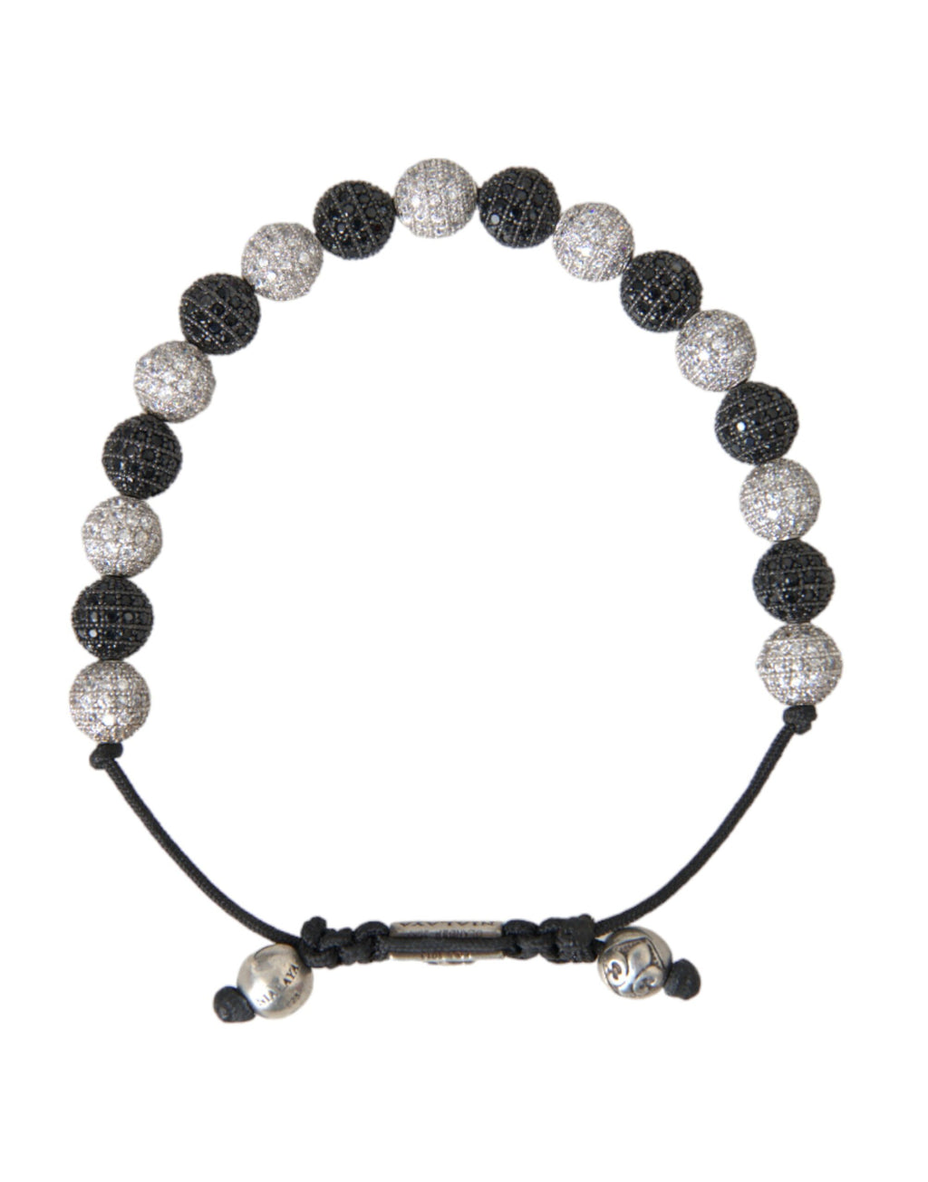 Nialaya Armband mit CZ-Kristallkugeln, schwarz-weiß