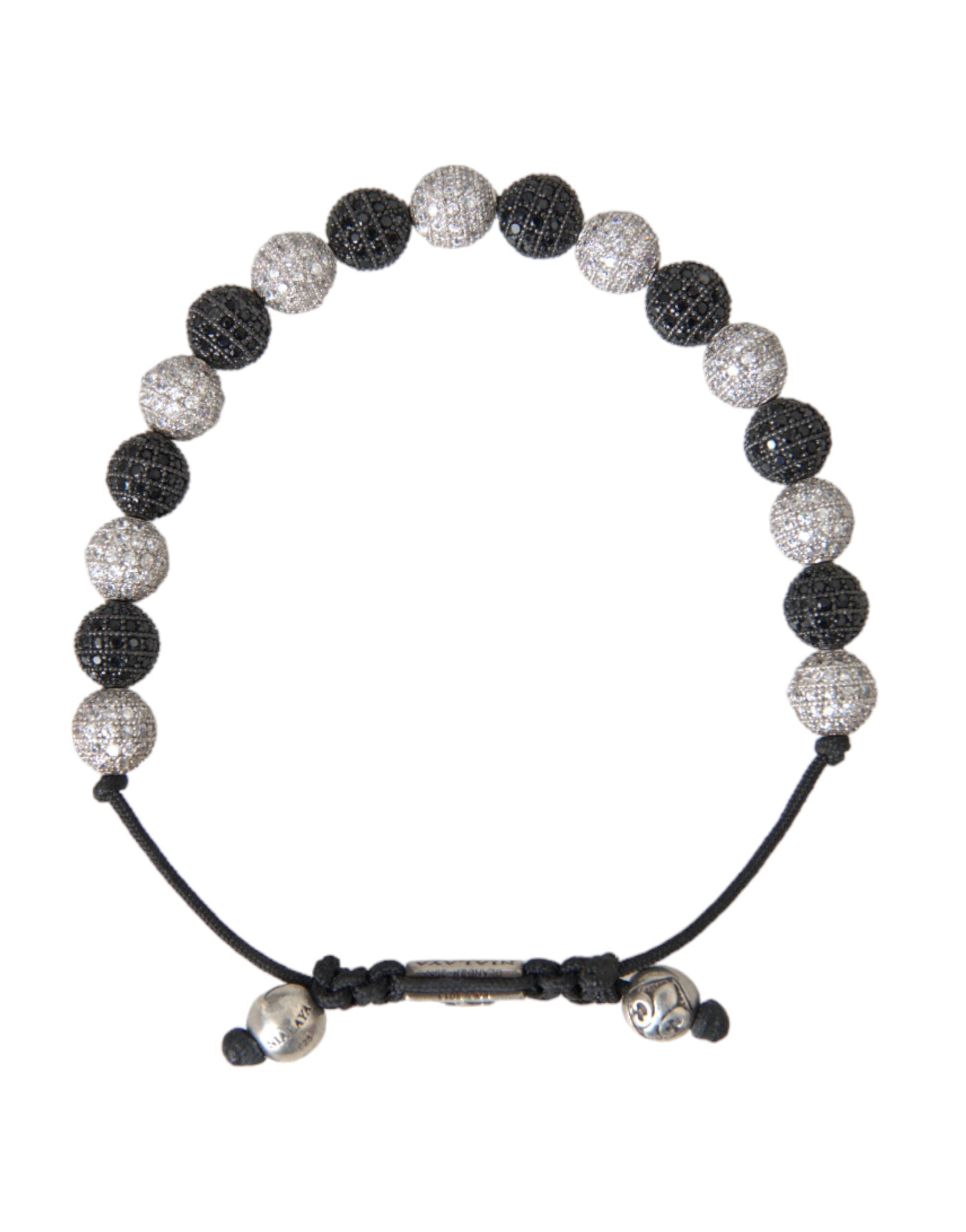 Nialaya Armband mit CZ-Kristallkugeln, schwarz-weiß