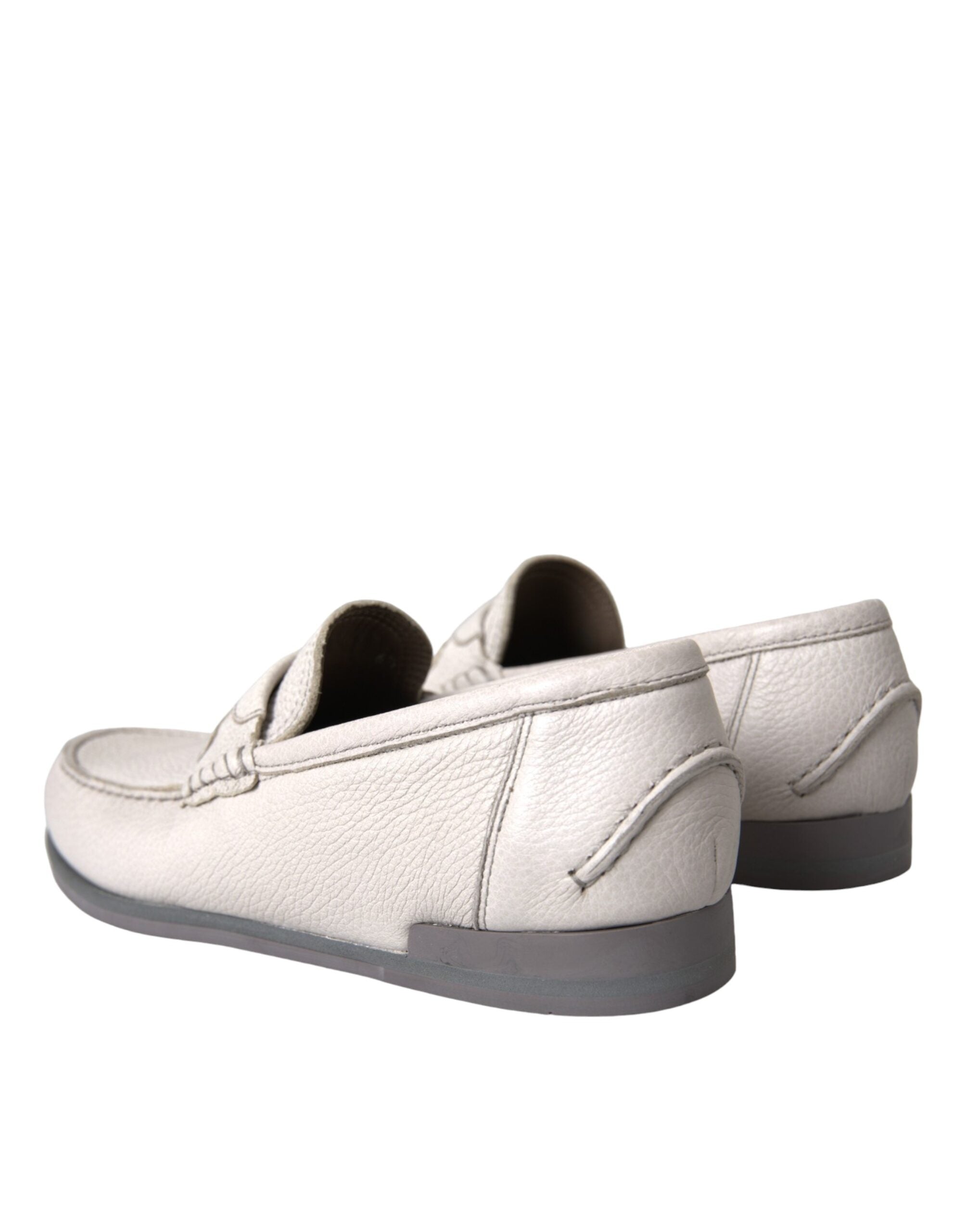 Dolce &amp; Gabbana Slipper aus weißem und grauem Leder