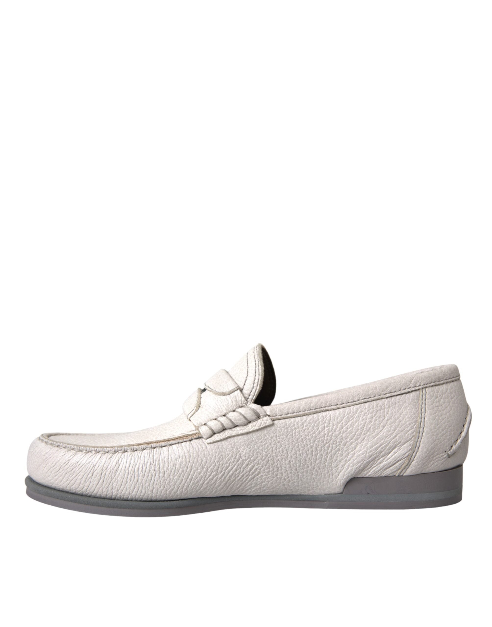 Dolce &amp; Gabbana Slipper aus weißem und grauem Leder