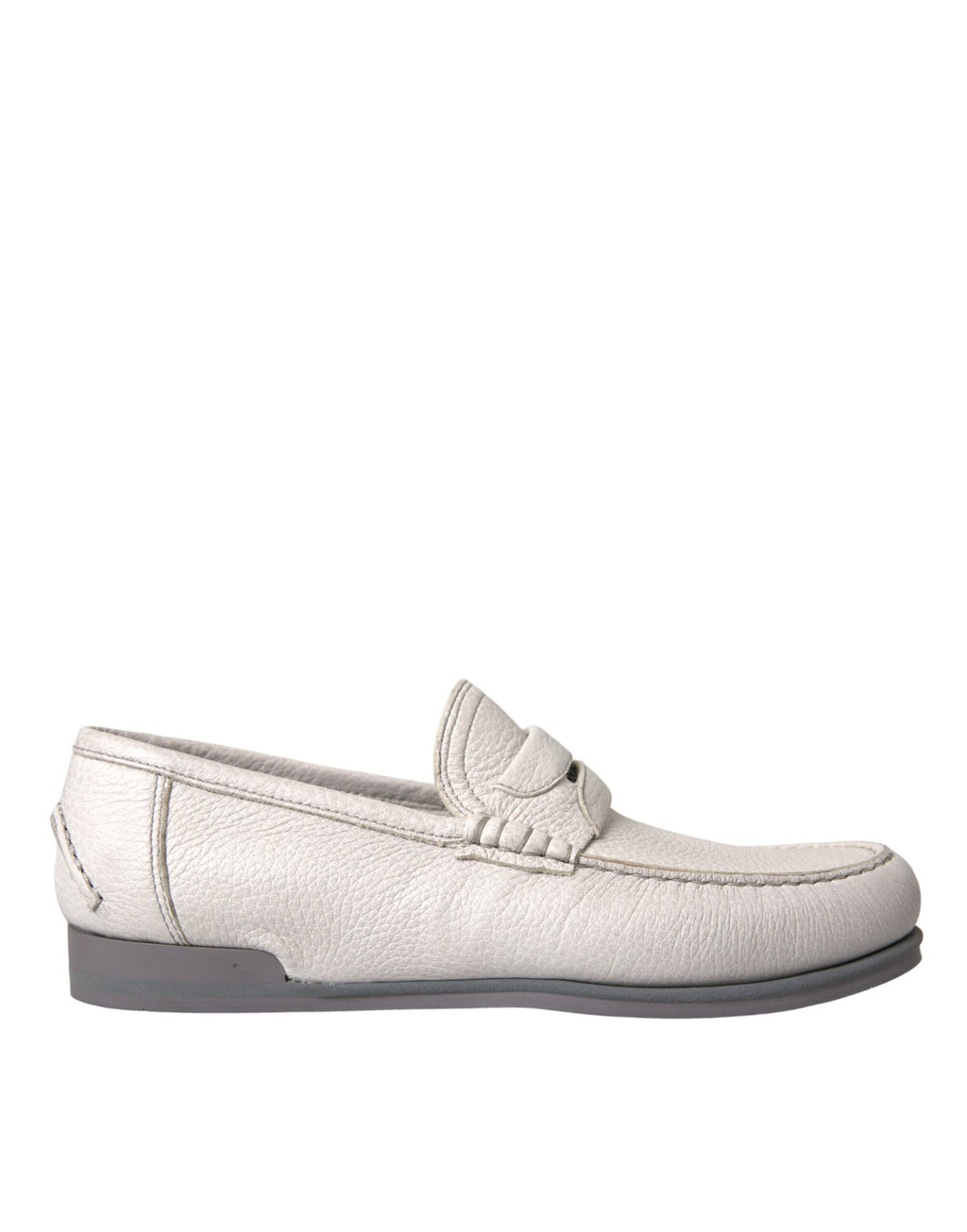 Dolce &amp; Gabbana Slipper aus weißem und grauem Leder