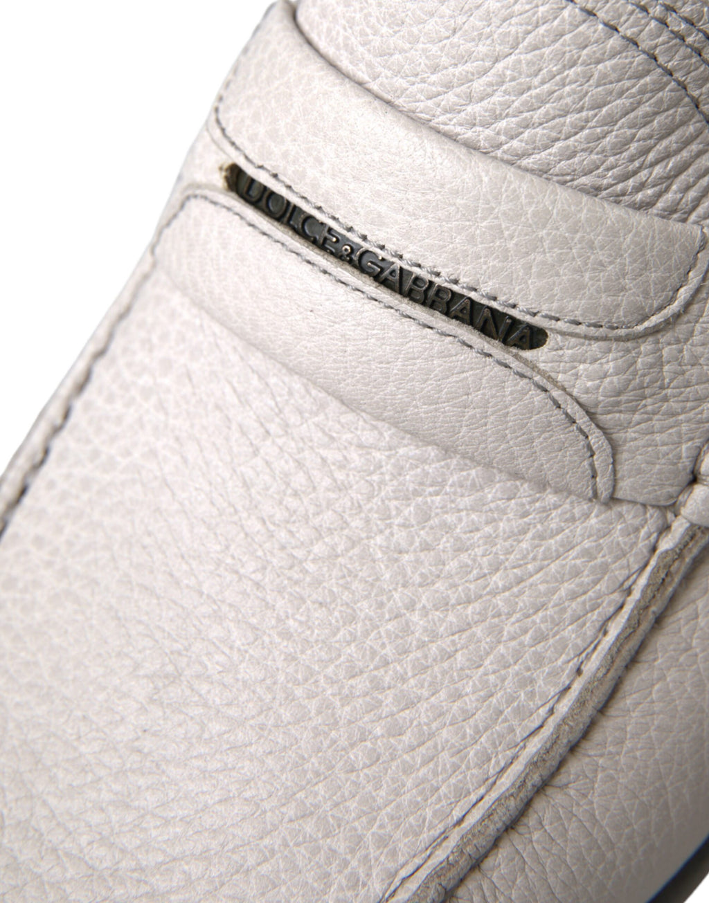 Dolce &amp; Gabbana Slipper aus weißem und grauem Leder