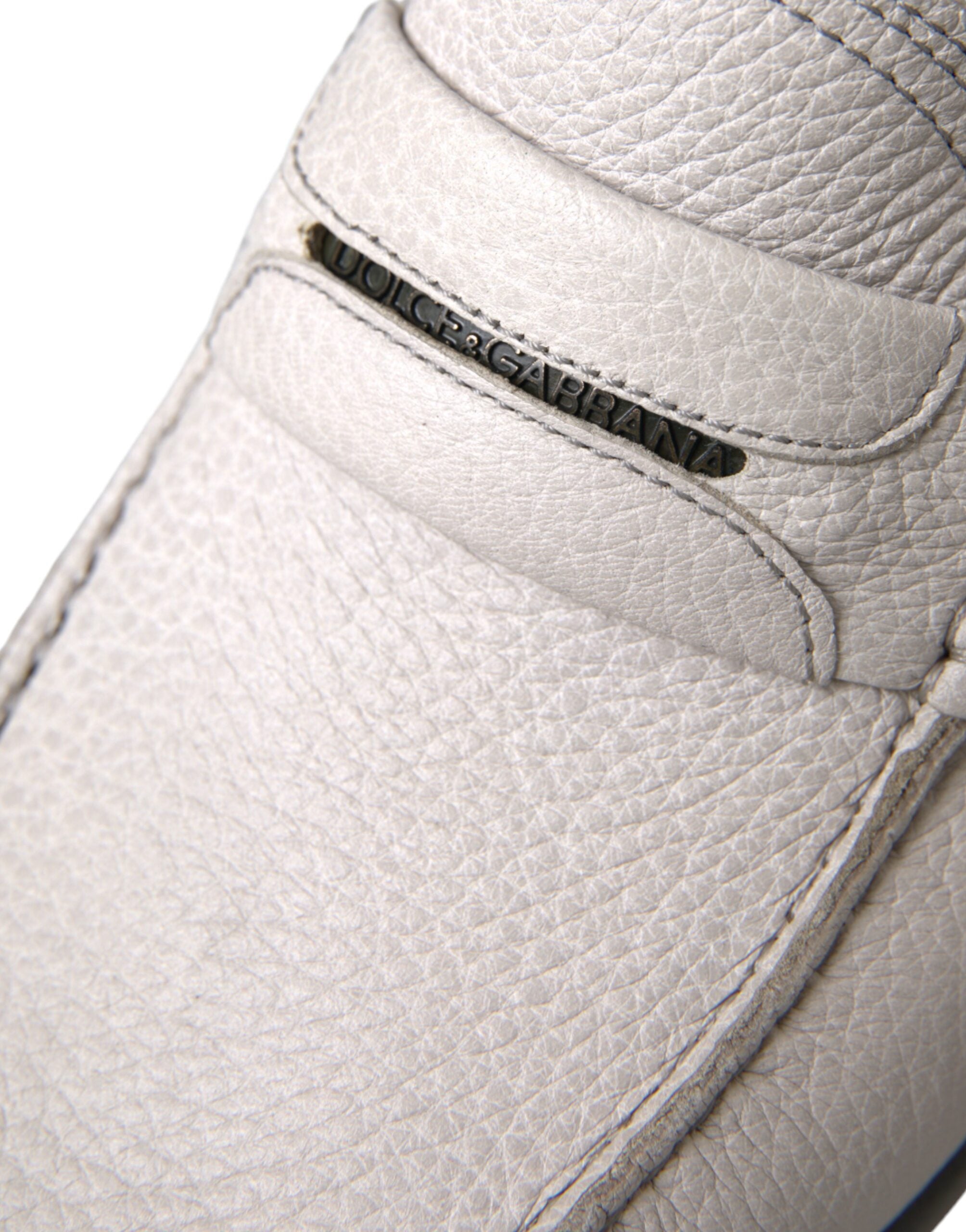 Dolce &amp; Gabbana Slipper aus weißem und grauem Leder