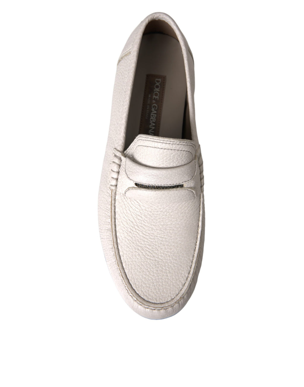 Dolce &amp; Gabbana Slipper aus weißem und grauem Leder