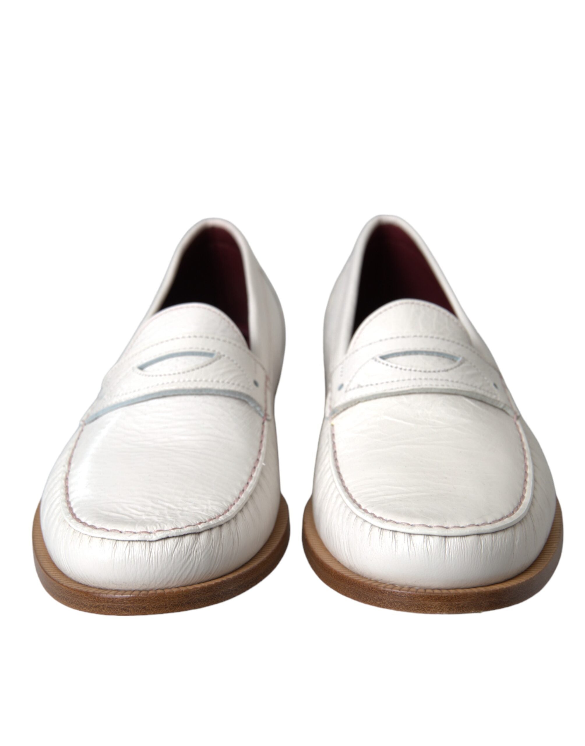 Dolce &amp; Gabbana – Weiße Slipper-Mokassins aus Leder