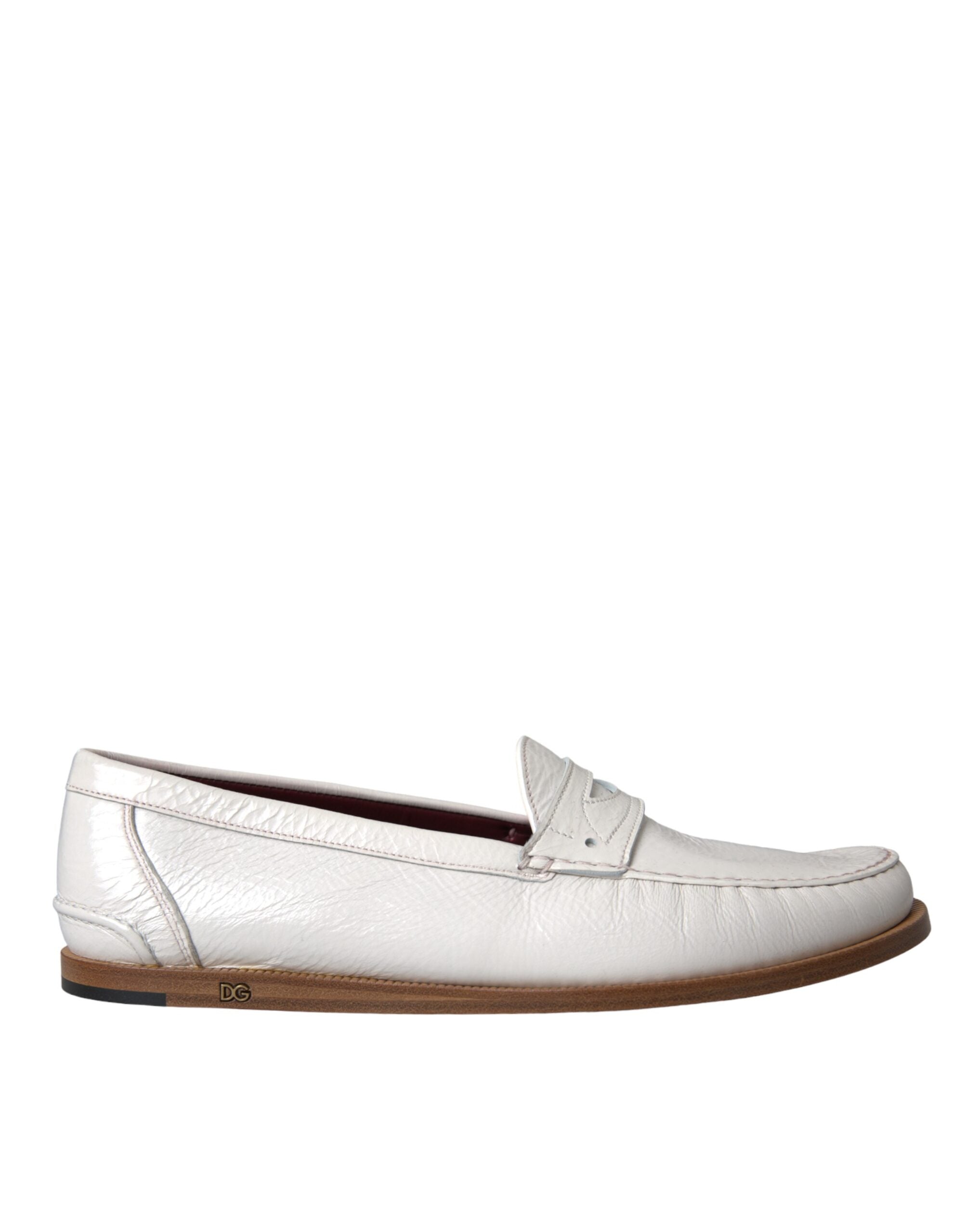 Dolce &amp; Gabbana – Weiße Slipper-Mokassins aus Leder