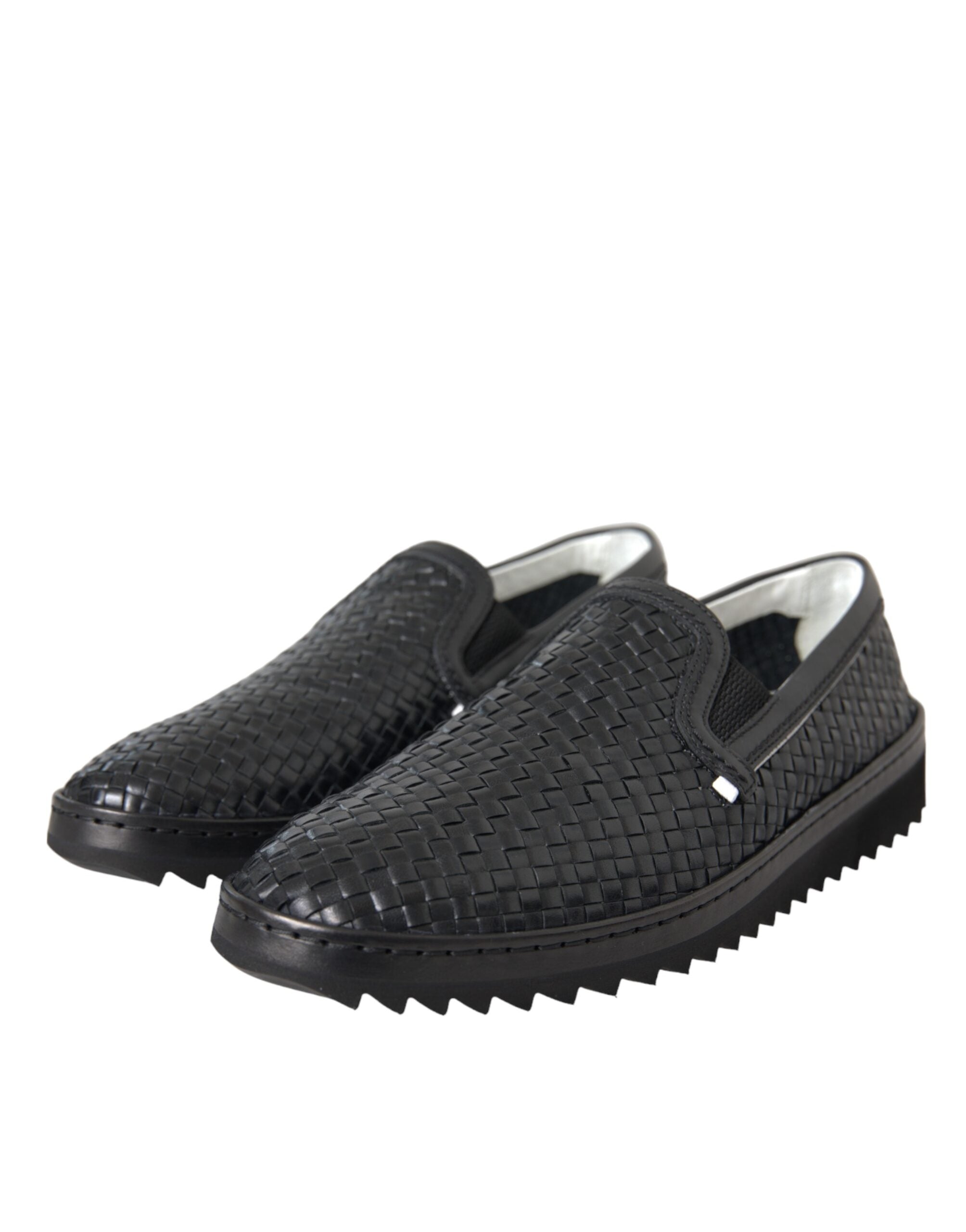 Dolce &amp; Gabbana Herren Loafer aus gewebtem Büffelleder in Schwarz