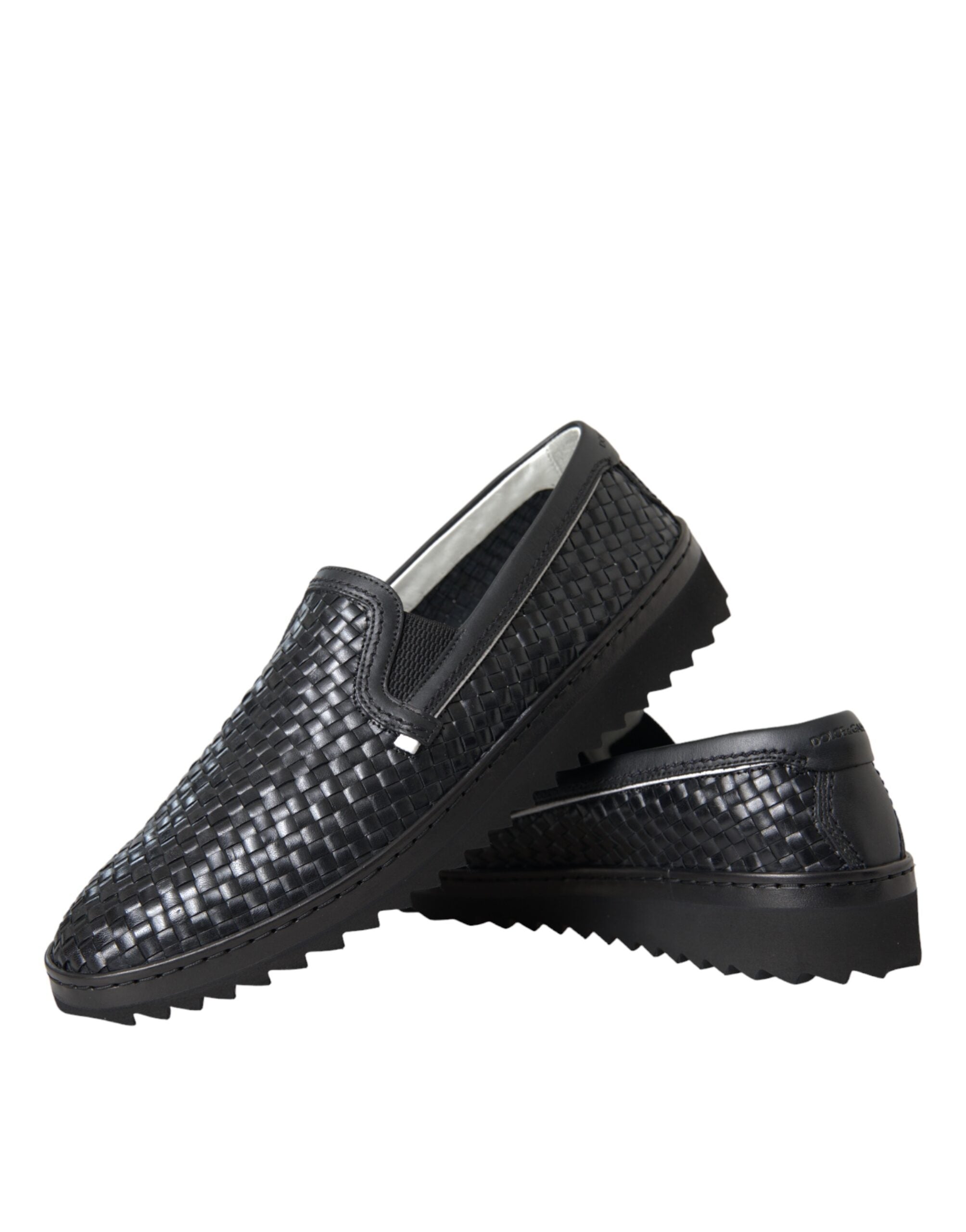 Dolce &amp; Gabbana Herren Loafer aus gewebtem Büffelleder in Schwarz