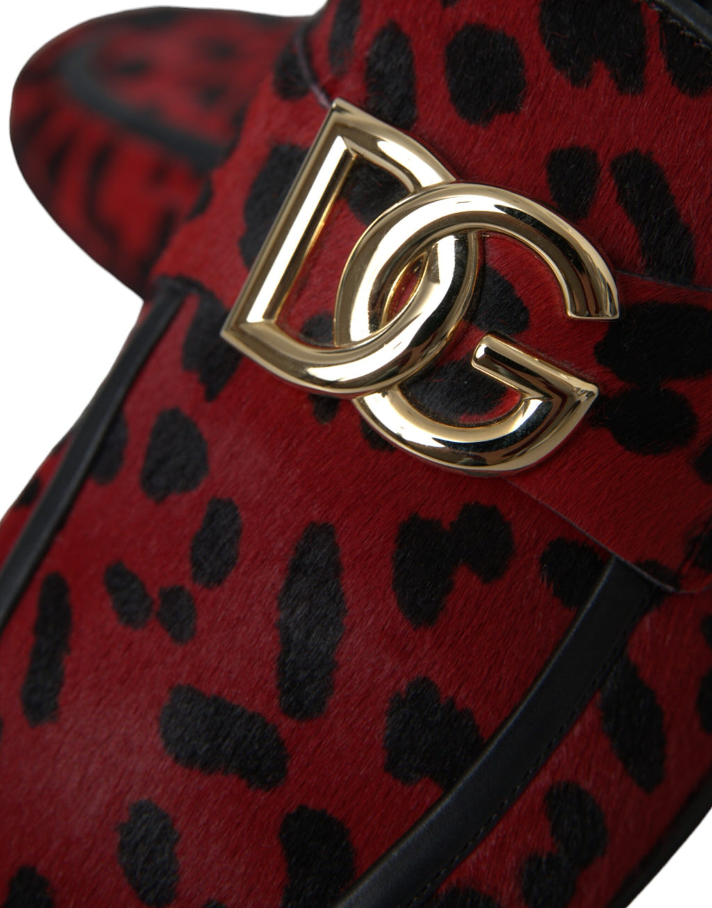 Dolce &amp; Gabbana Rot Schwarz Leopard DG Loafers Formelle Herrenschuhe