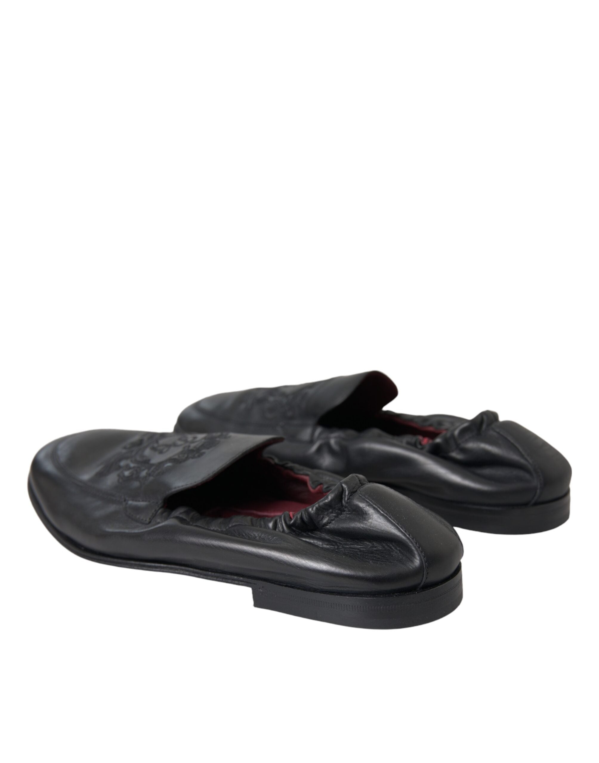 Dolce &amp; Gabbana – Schwarze Leder-Loafer mit Logo-Stickerei für Herren