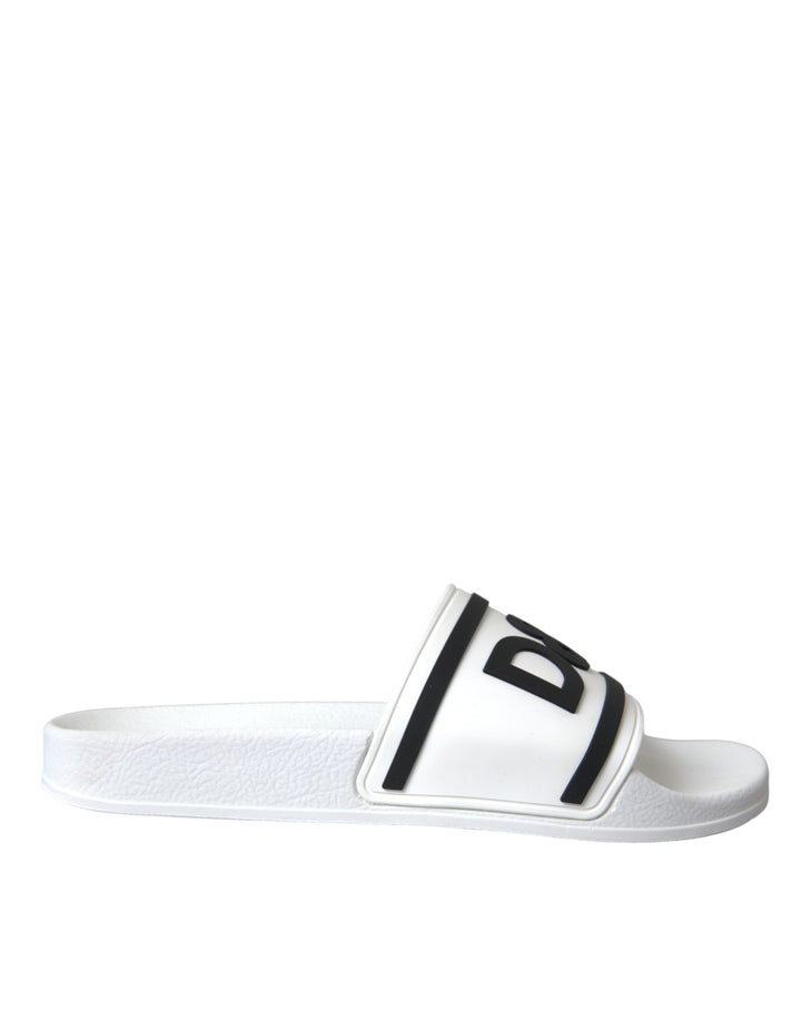 Dolce &amp; Gabbana Weiß Schwarz Sandalen Gummi Beachwear Schuhe
