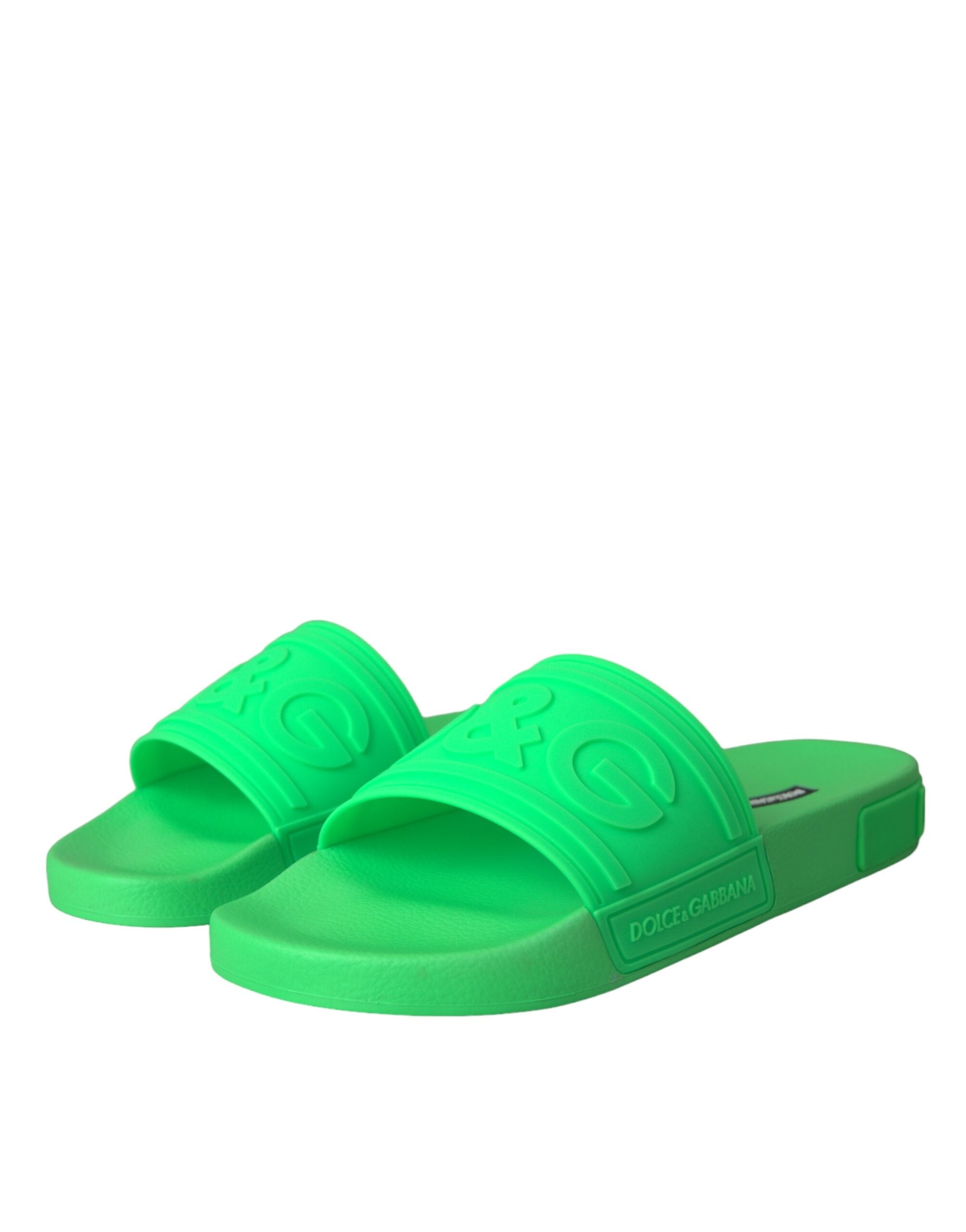 Dolce &amp; Gabbana Grüne Leder-Sandalen, Strandschuhe