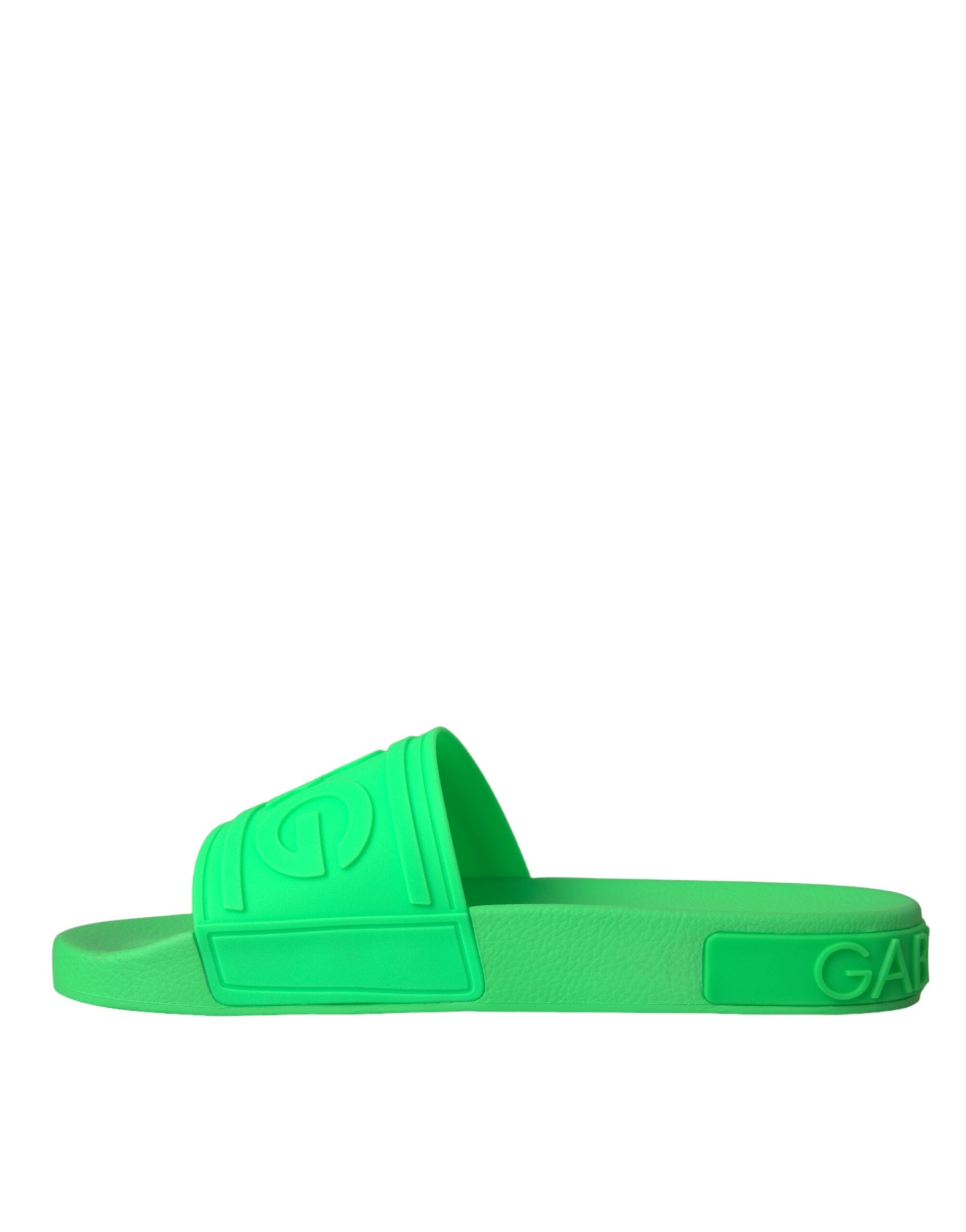 Dolce &amp; Gabbana Grüne Leder-Sandalen, Strandschuhe
