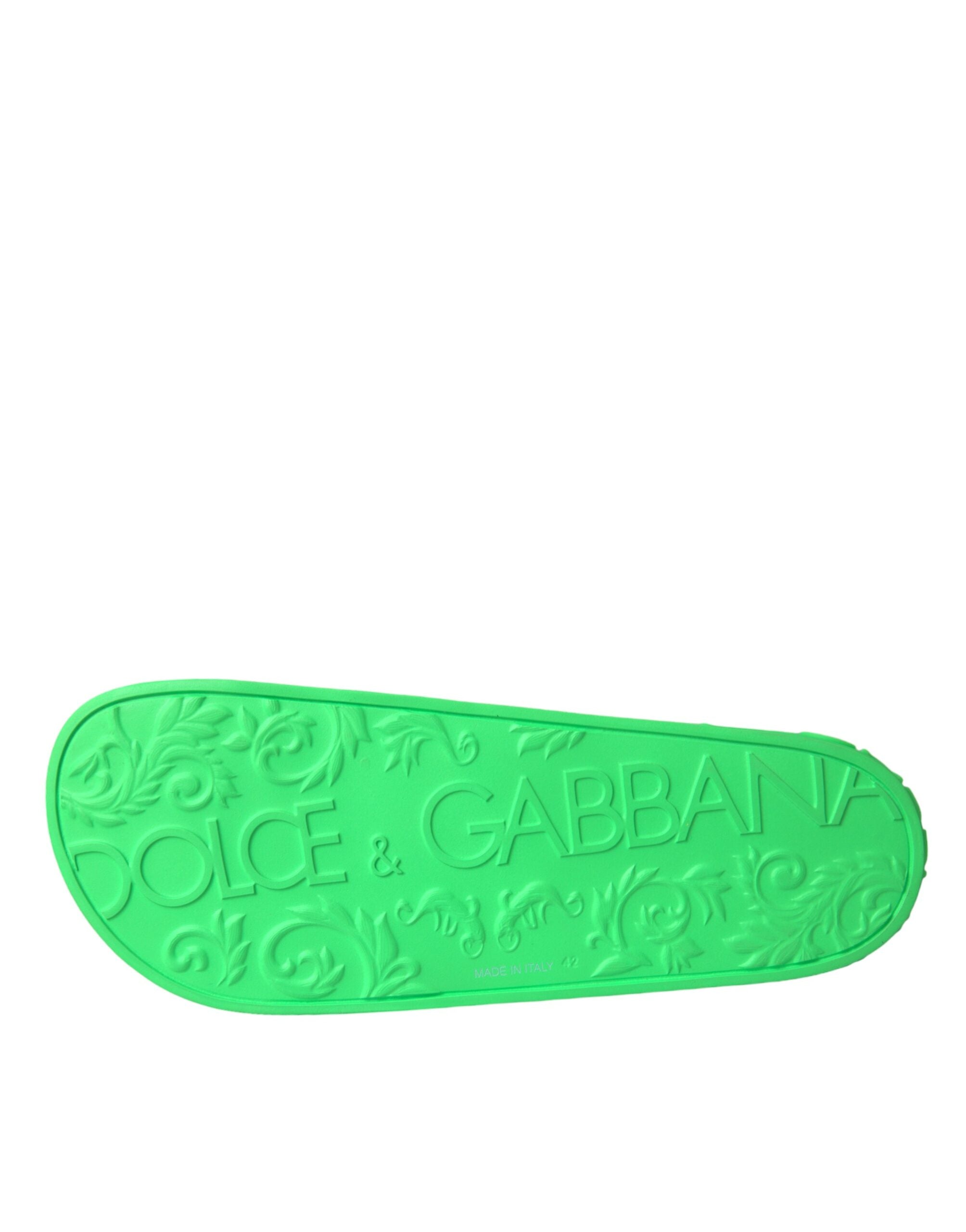 Dolce &amp; Gabbana Grüne Leder-Sandalen, Strandschuhe