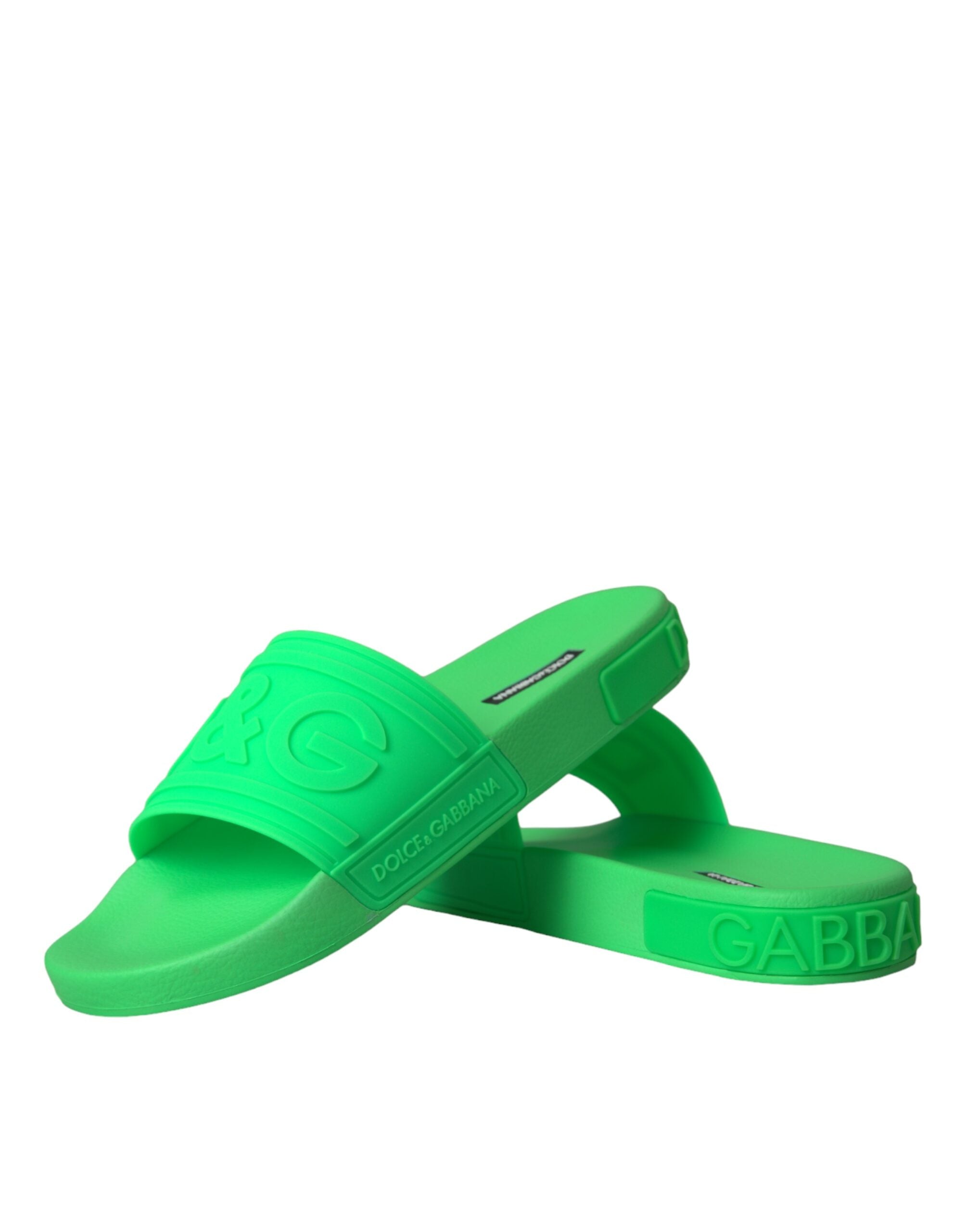 Dolce &amp; Gabbana Grüne Leder-Sandalen, Strandschuhe