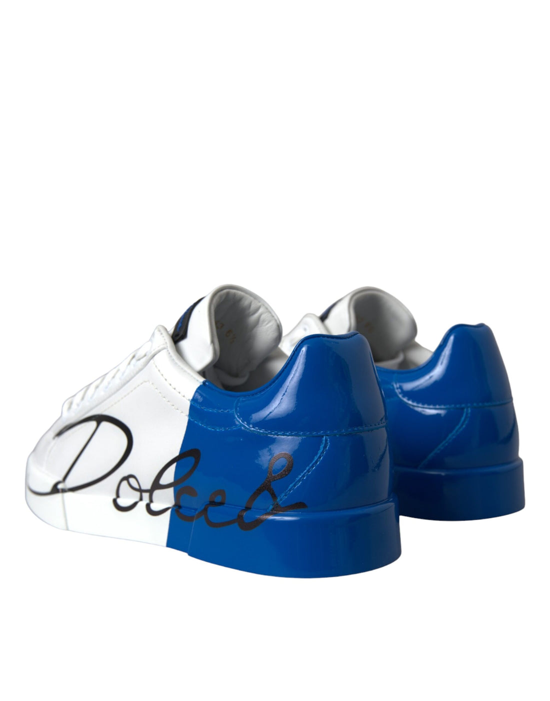 Dolce &amp; Gabbana Weiß Blau Leder Logo Low Top Sneakers Schuhe