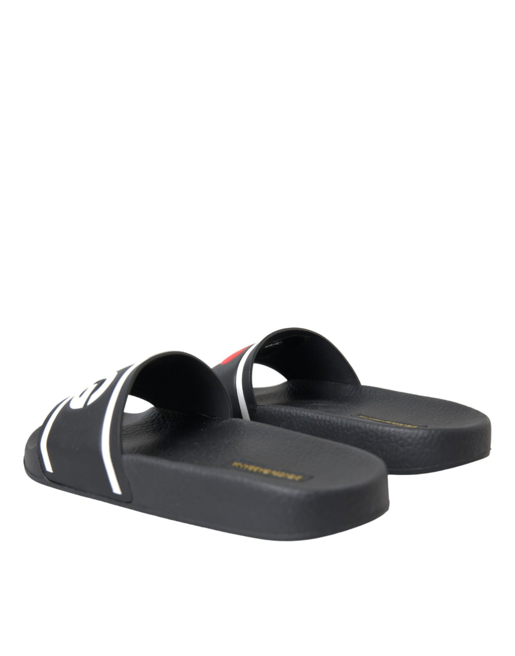 Dolce &amp; Gabbana Schwarze Leder I Love D&amp;G Sandalen Slides Schuhe
