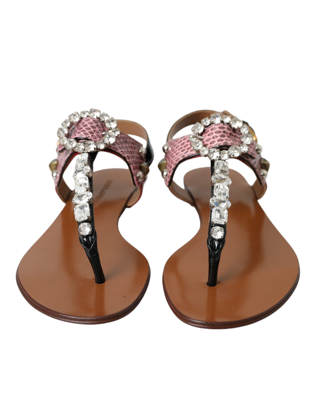 Dolce &amp; Gabbana Mehrfarbige Kristallsandalen Flip-Flops Schuhe
