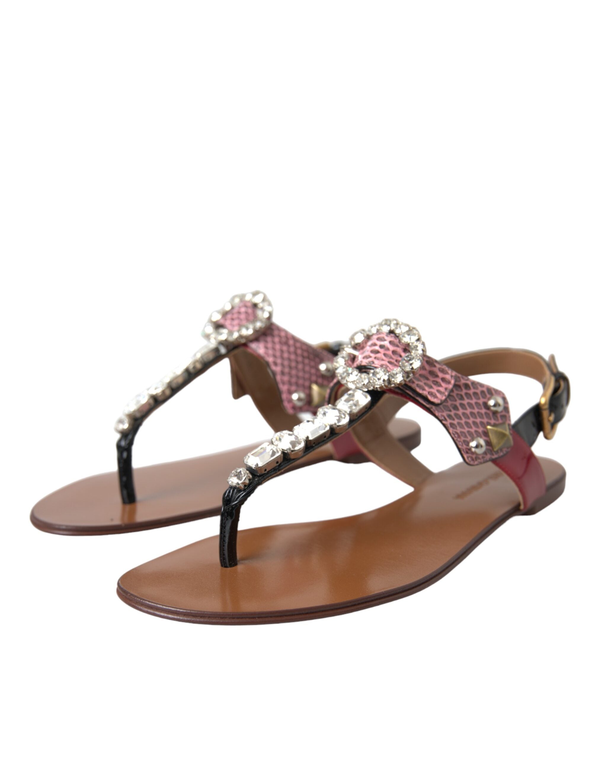 Dolce &amp; Gabbana Mehrfarbige Kristallsandalen Flip-Flops Schuhe