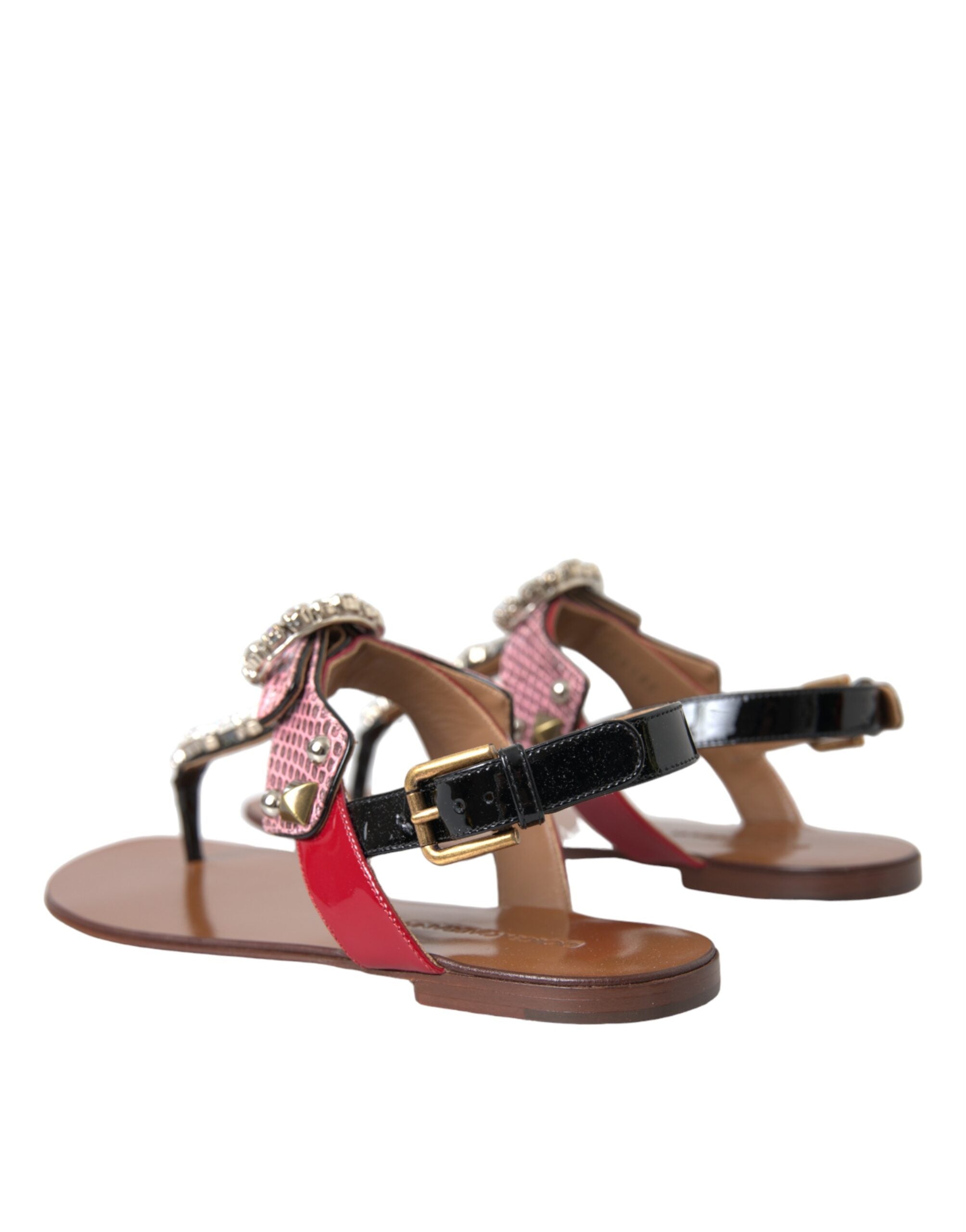 Dolce &amp; Gabbana Mehrfarbige Kristallsandalen Flip-Flops Schuhe