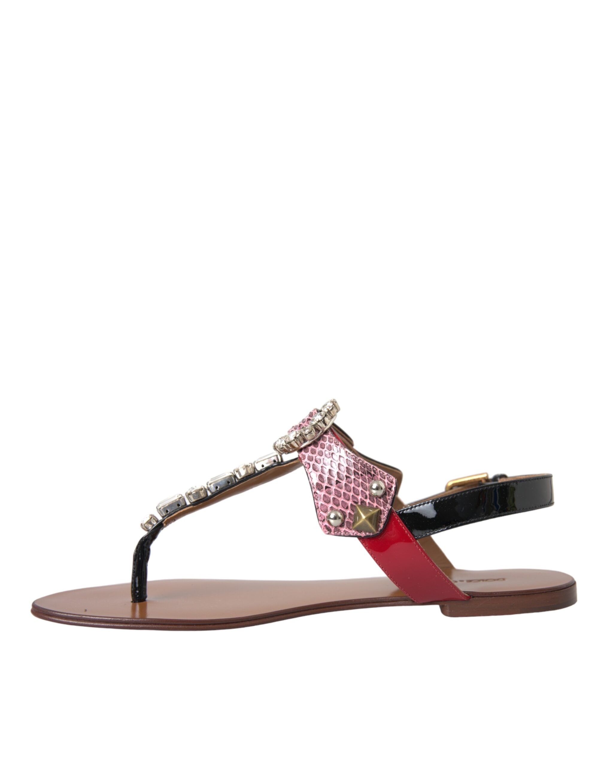 Dolce &amp; Gabbana Mehrfarbige Kristallsandalen Flip-Flops Schuhe